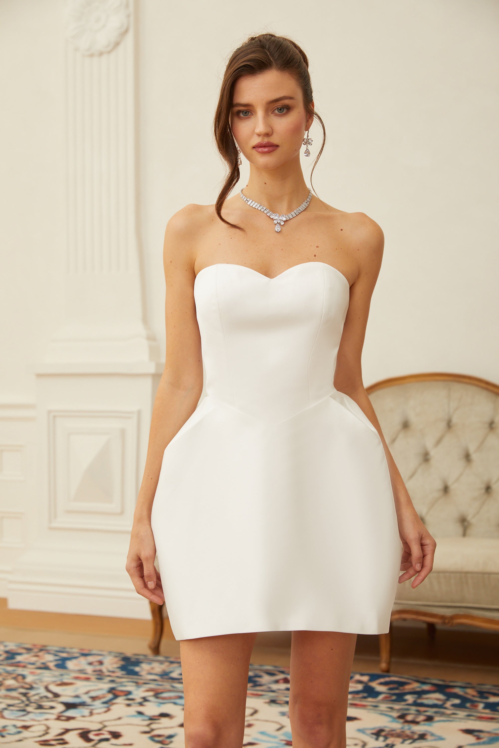 Laure White Heart Off-shoulder Mini Dress (Final Sale-US Only)