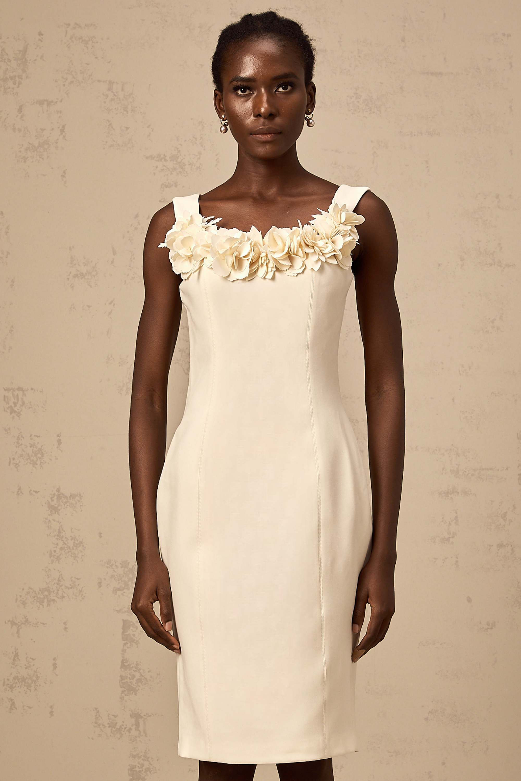 Vérane 3d-petal sleeveless midi dress (Final Sale)