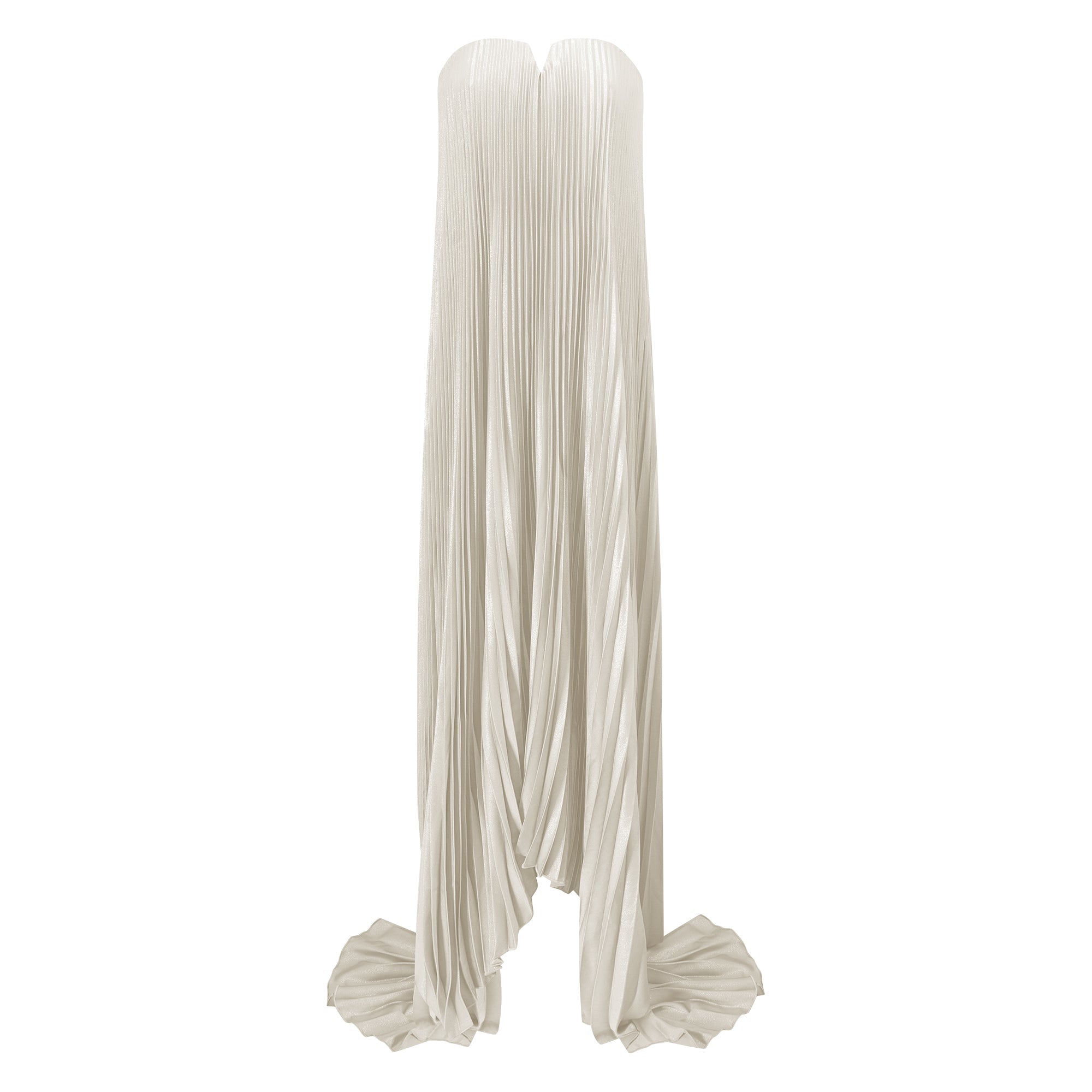 Satiné Gold Fully-pleated Maxi Dress (Final Sale)