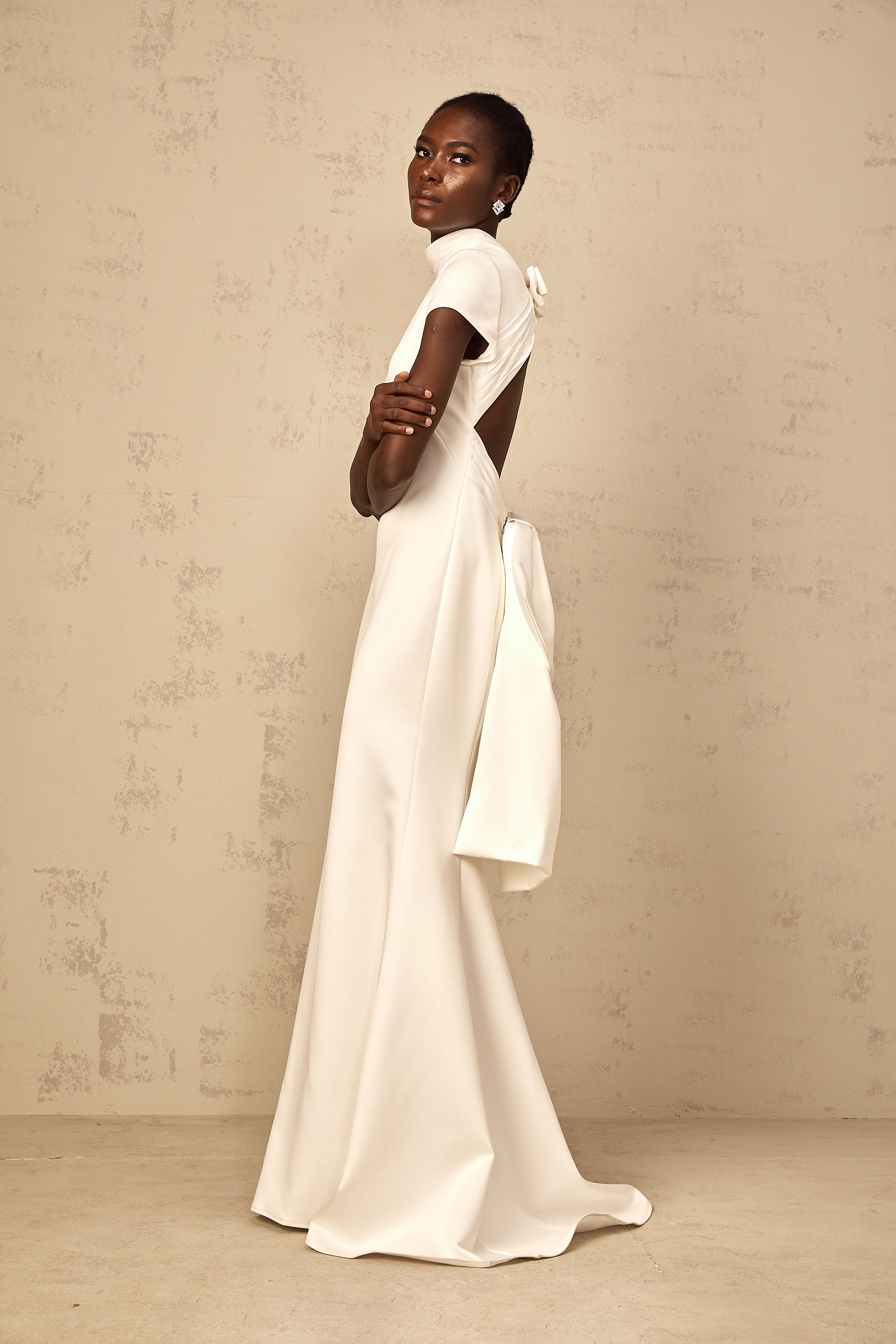 Camille White Statement Bow Mermaid Maxi Dress (Final Sale)