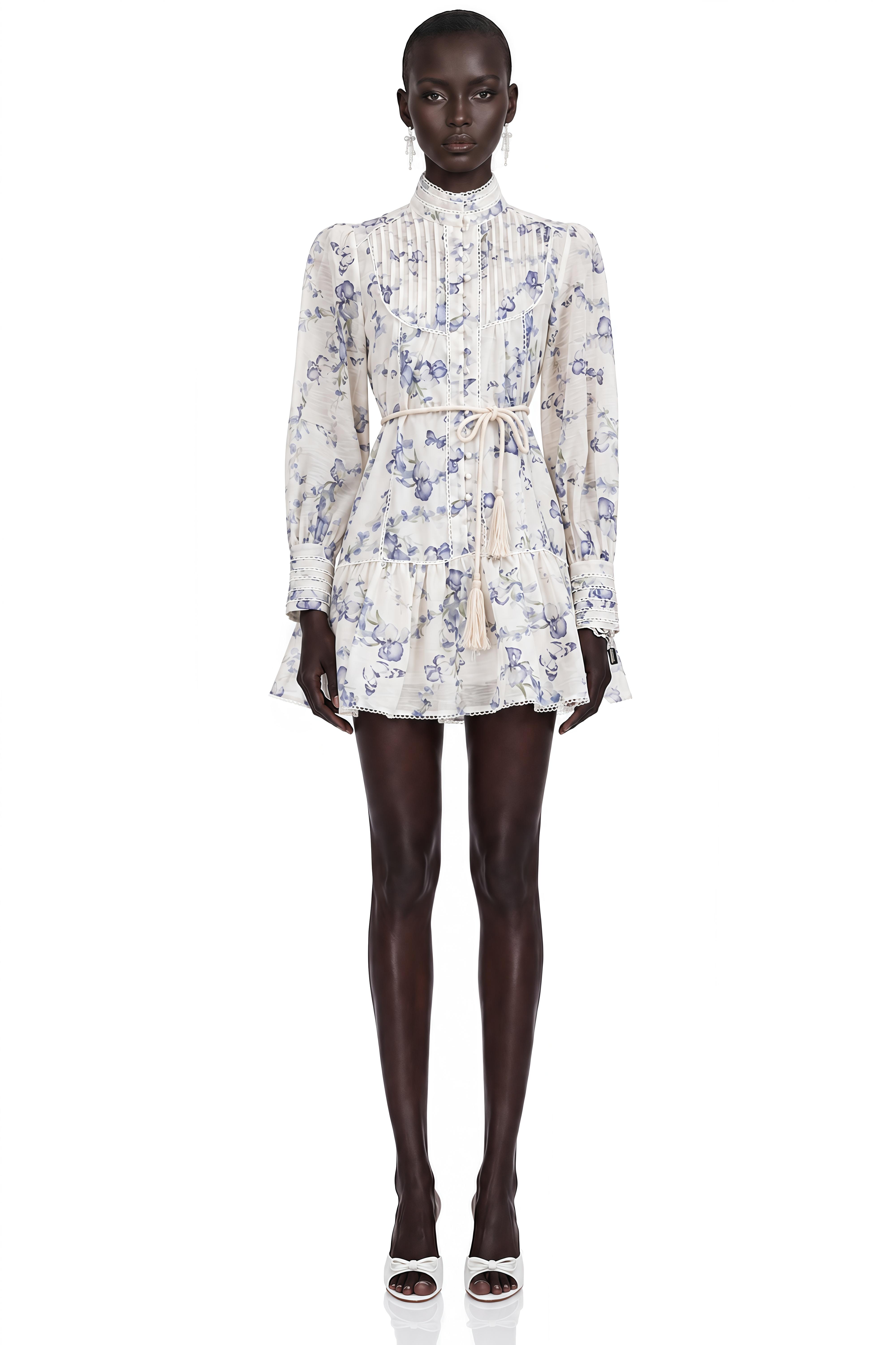 Blandine Floral-Print Flared Chiffon Mini Dress