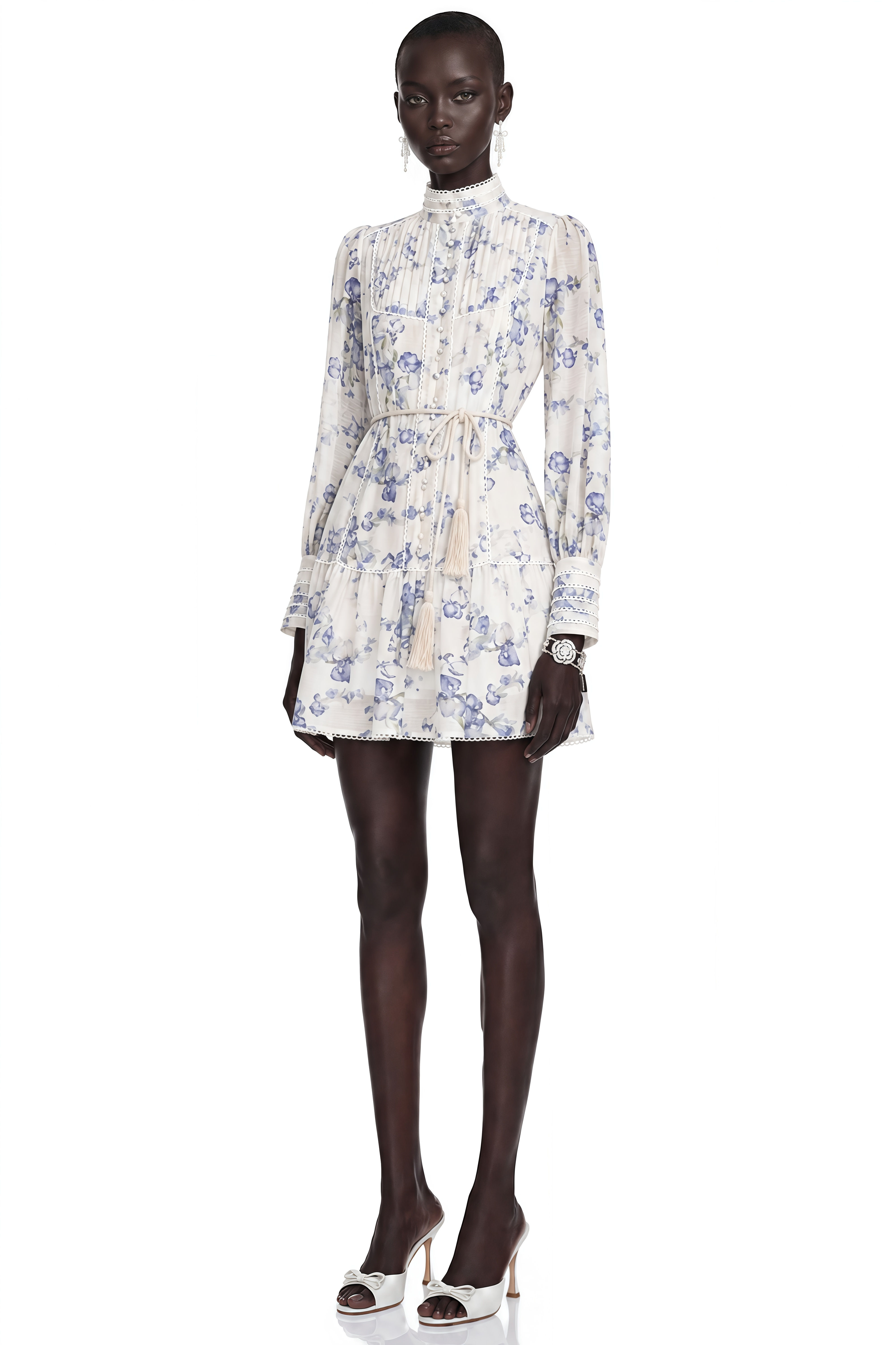 Blandine Floral-Print Flared Chiffon Mini Dress