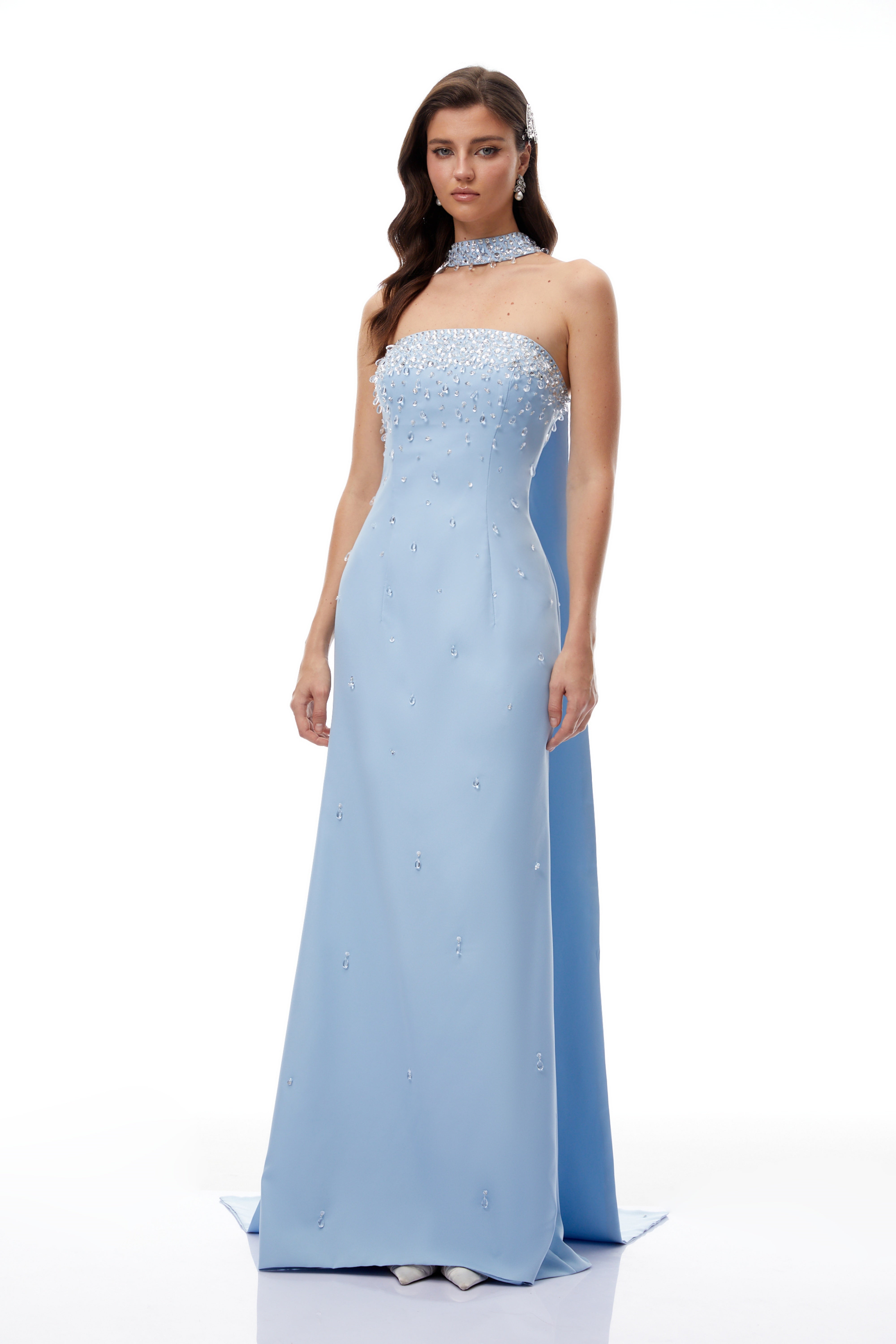 Strapless Embellished Maxi Gown