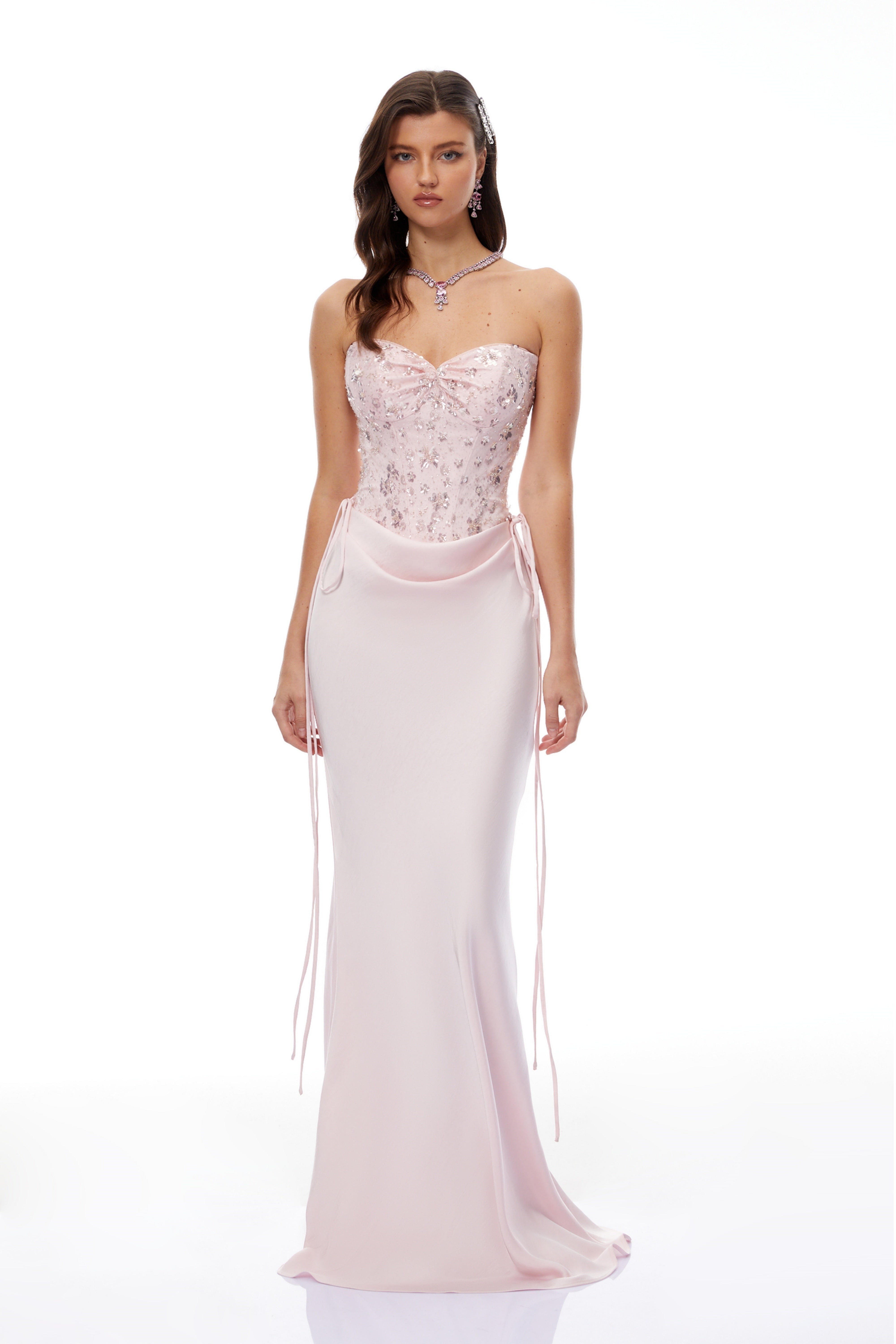 Corseted Bodysuit & Satin Skirt Set