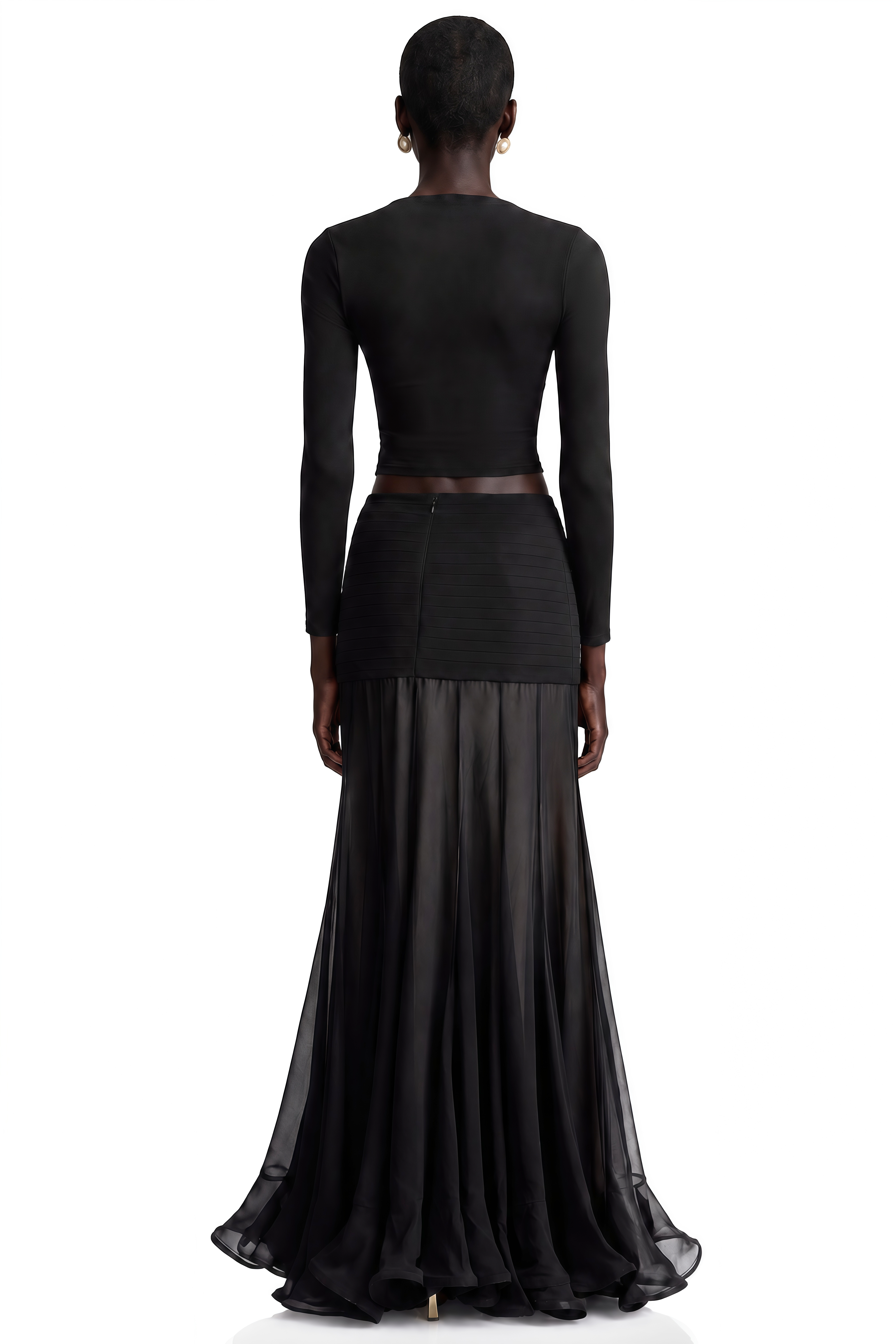 Anaïs Black Open-Front Gathered Top