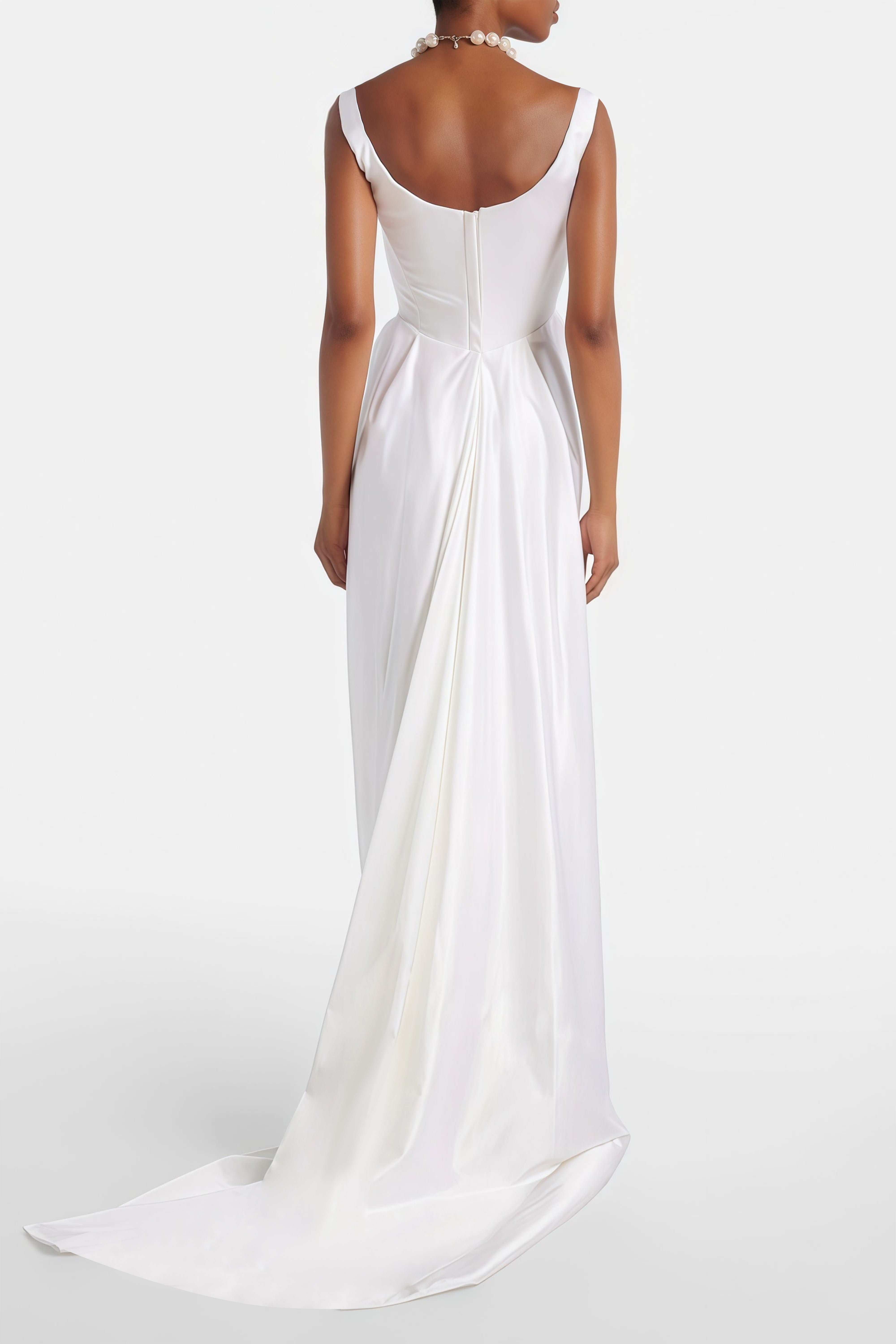 Fiona White Satin Square Neck Maxi Dress (Final Sale)
