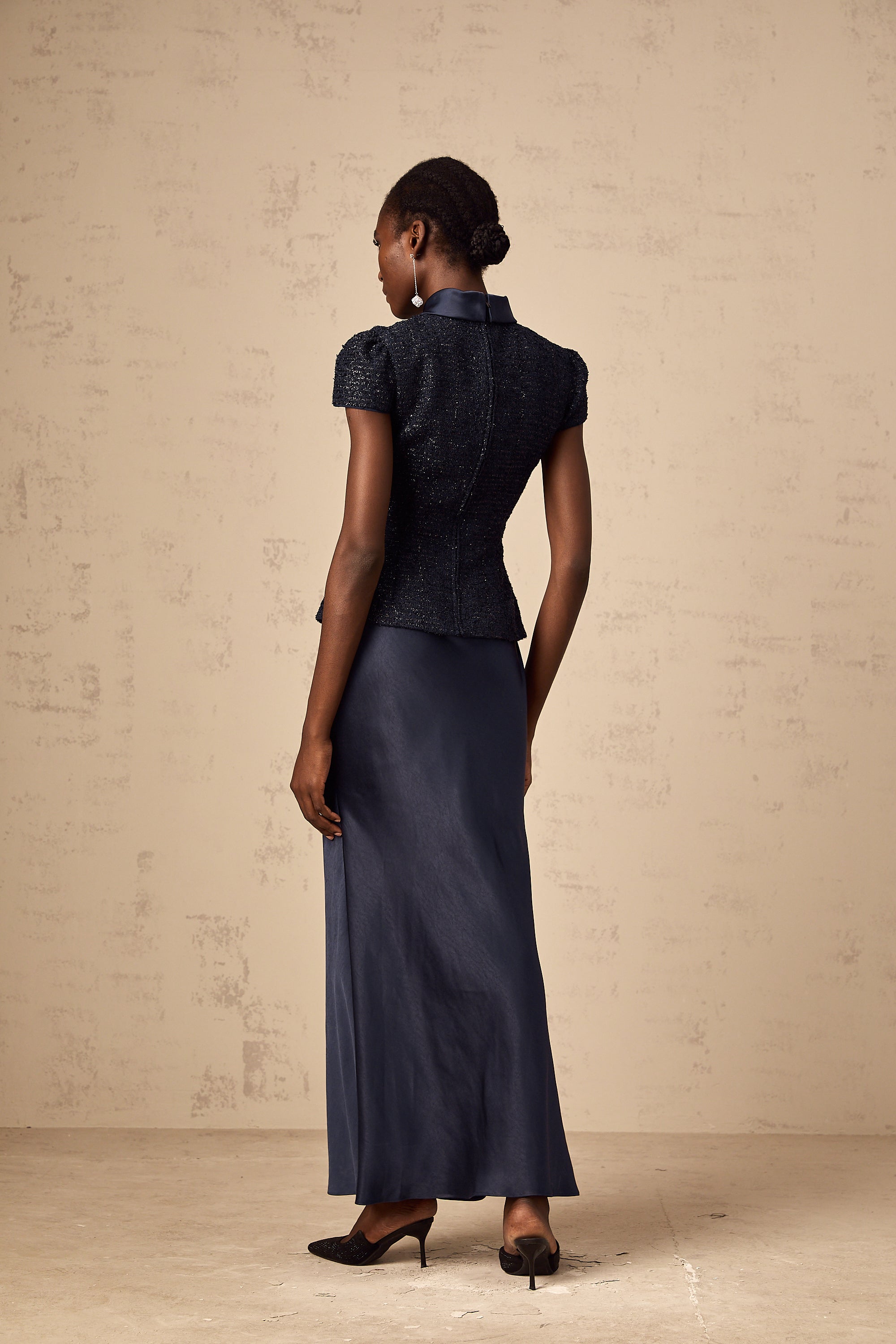 Formal Blue Panelled Maxi Dress