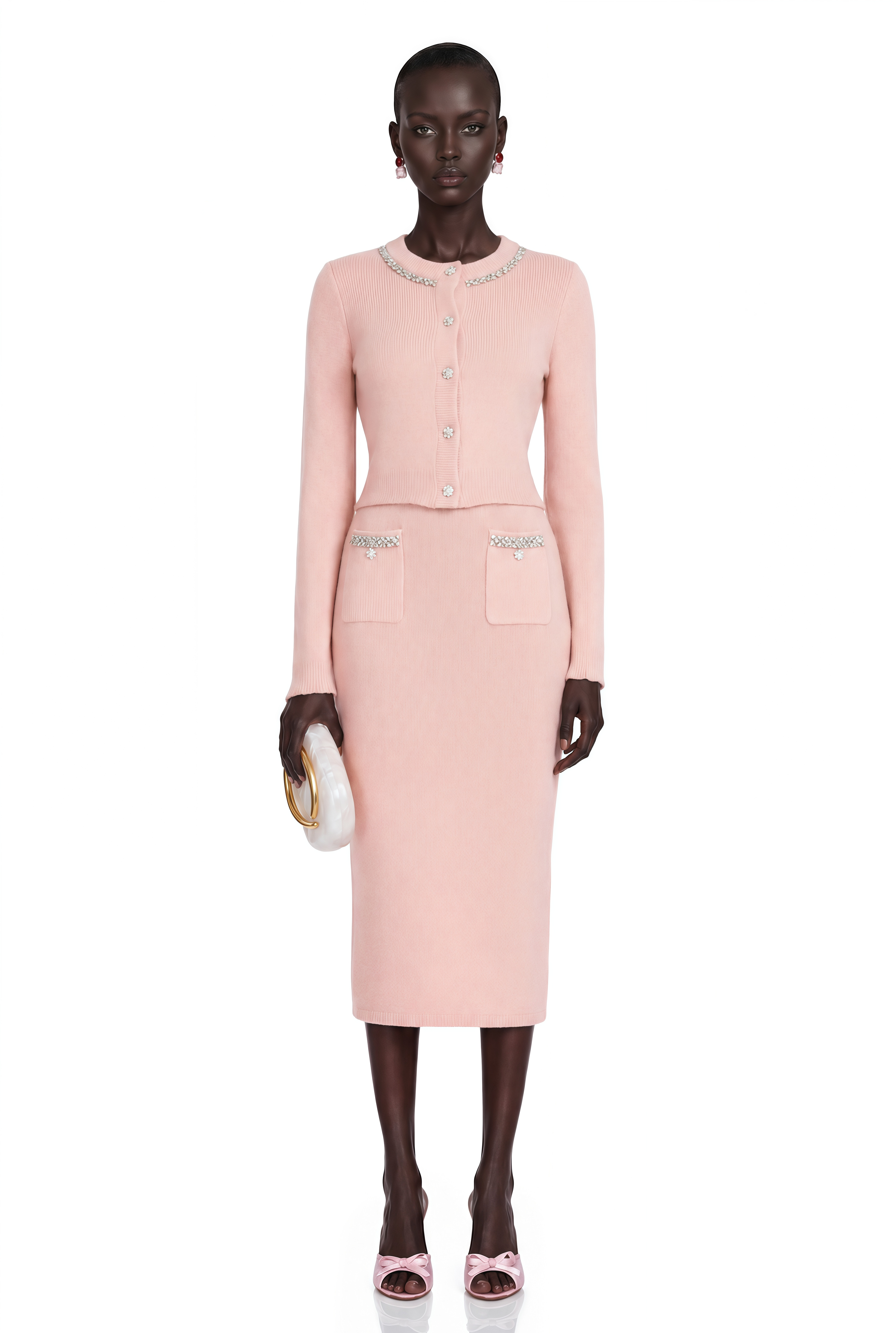 Renée Pink Embellished Jacket & Skirt Matching Set