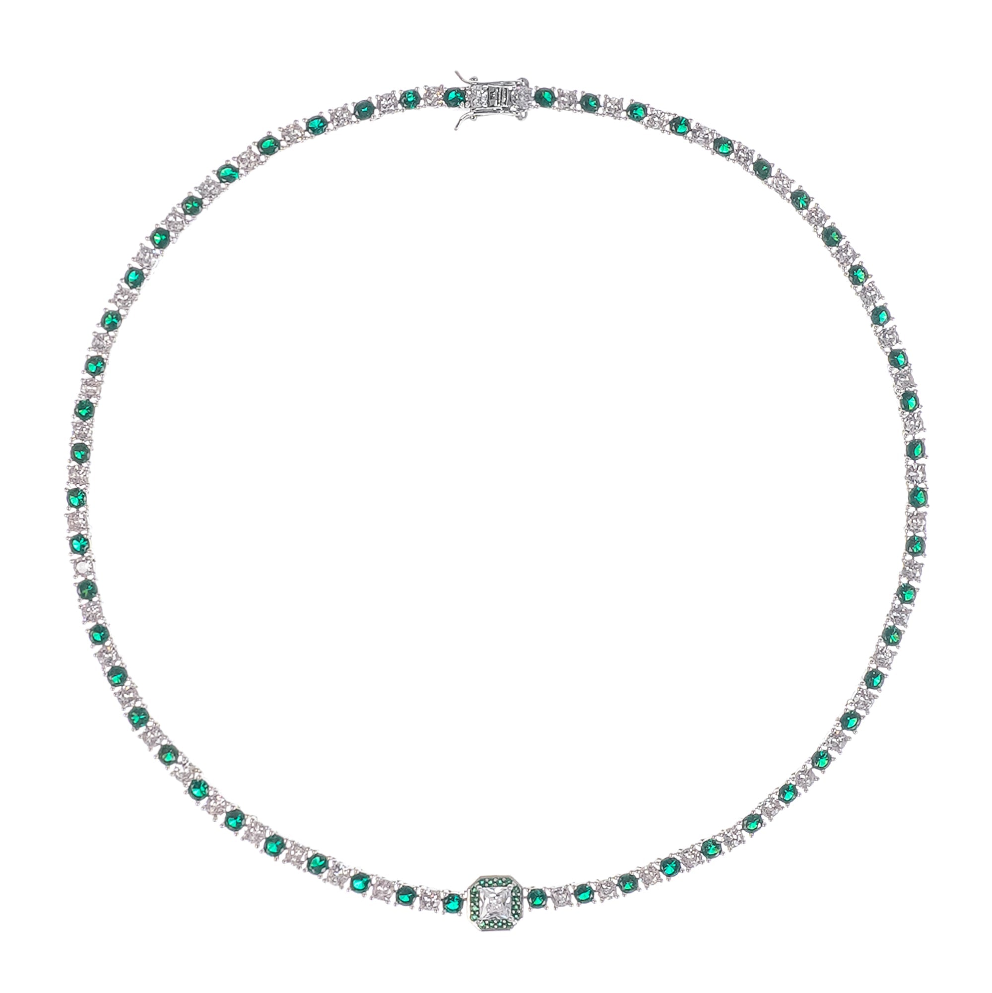 Héloïse Green Crystal Embellished Necklace (Final Sale)