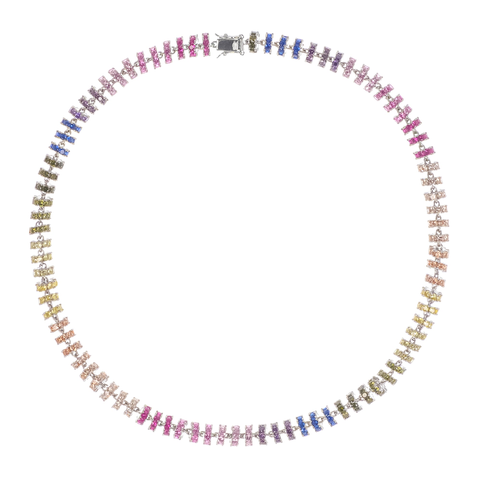 Sandrine Multicolor Crystal Embellished Sterling Silver Necklace (Final Sale)
