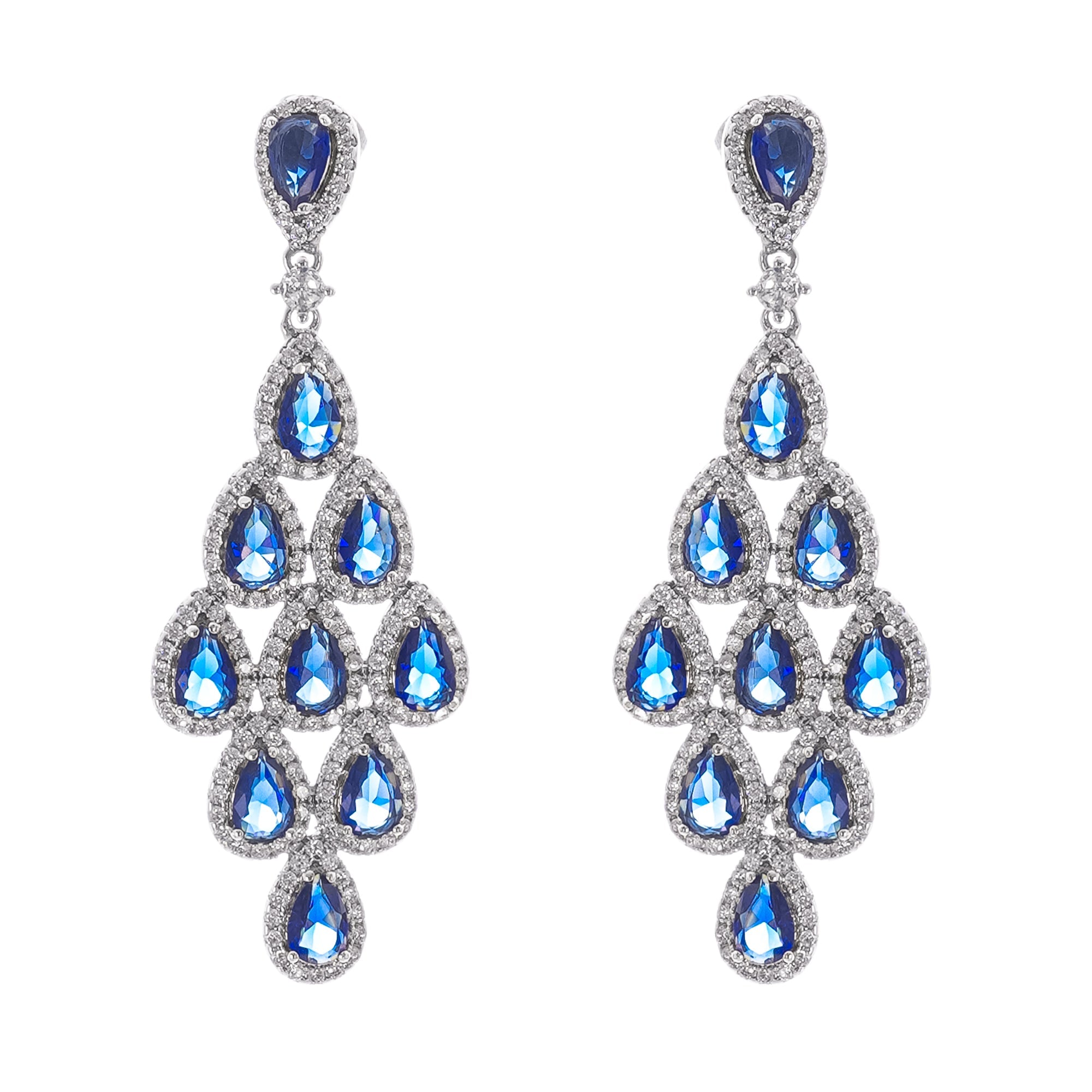 Estelle Blue Crystal Embellished Sterling Silver Earrings (Final Sale)