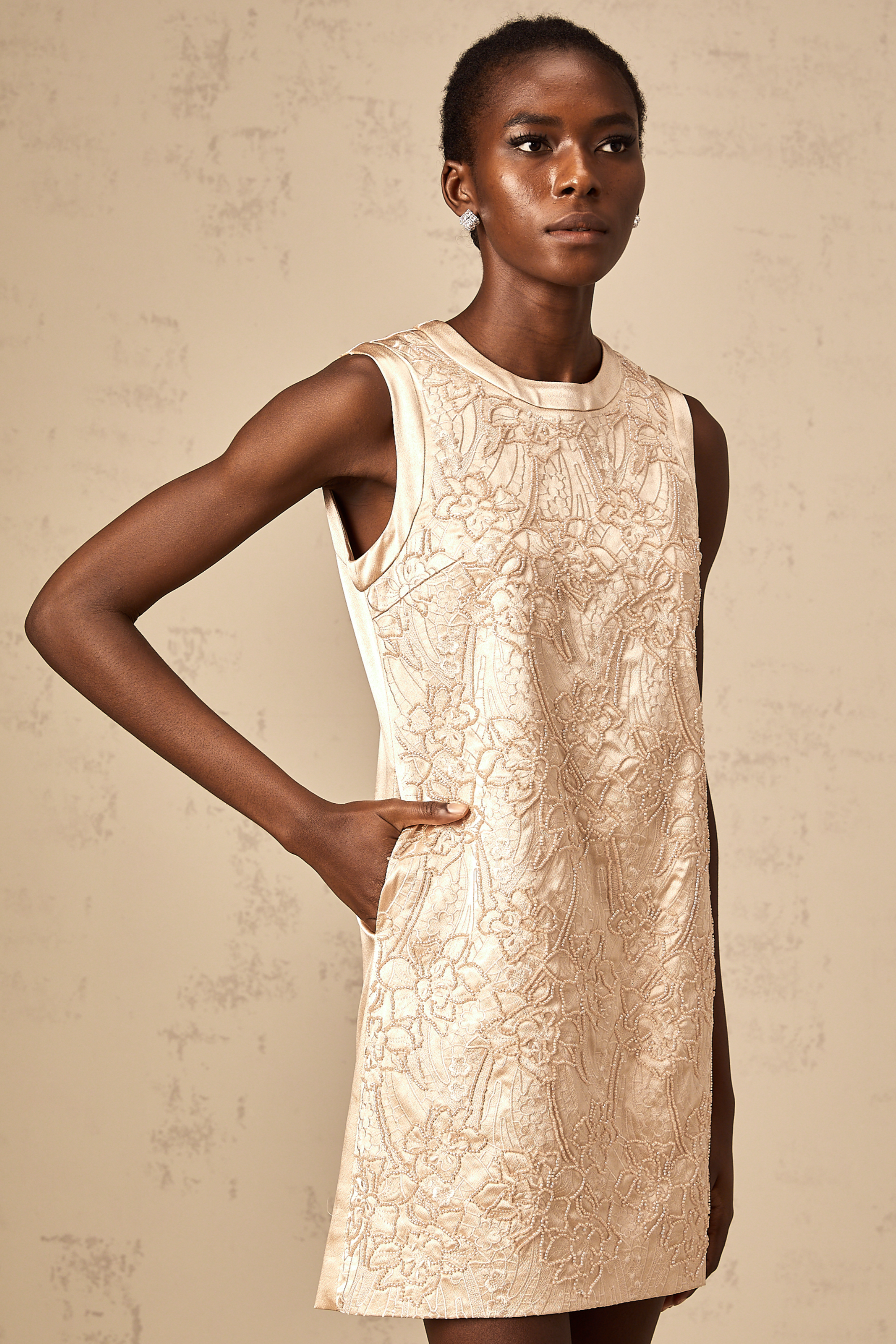Isabelle embroidered bead-embellished mini dress (Final Sale)