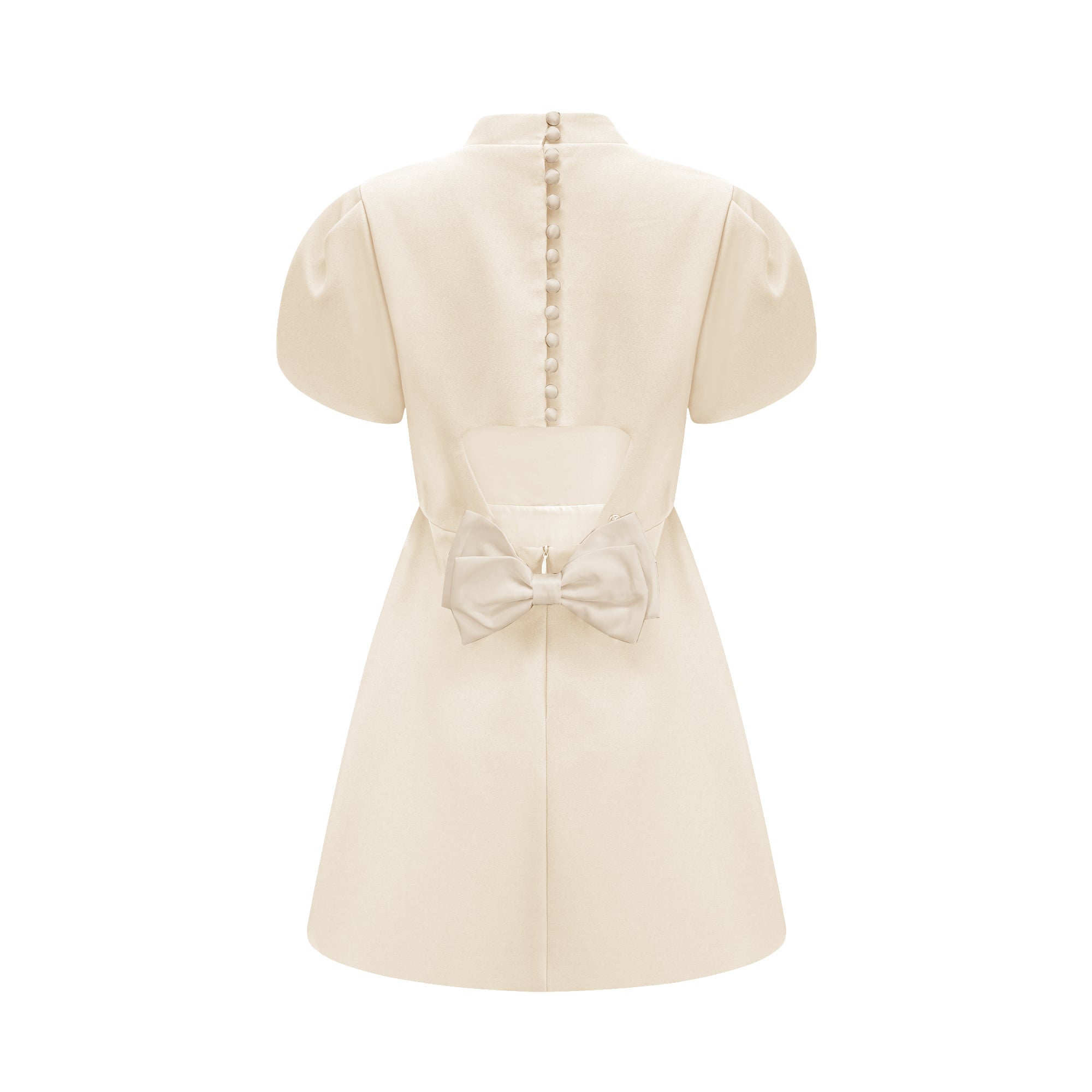Anna White Petal Sleeve Cut Out Bow Mini Dress (Final Sale)