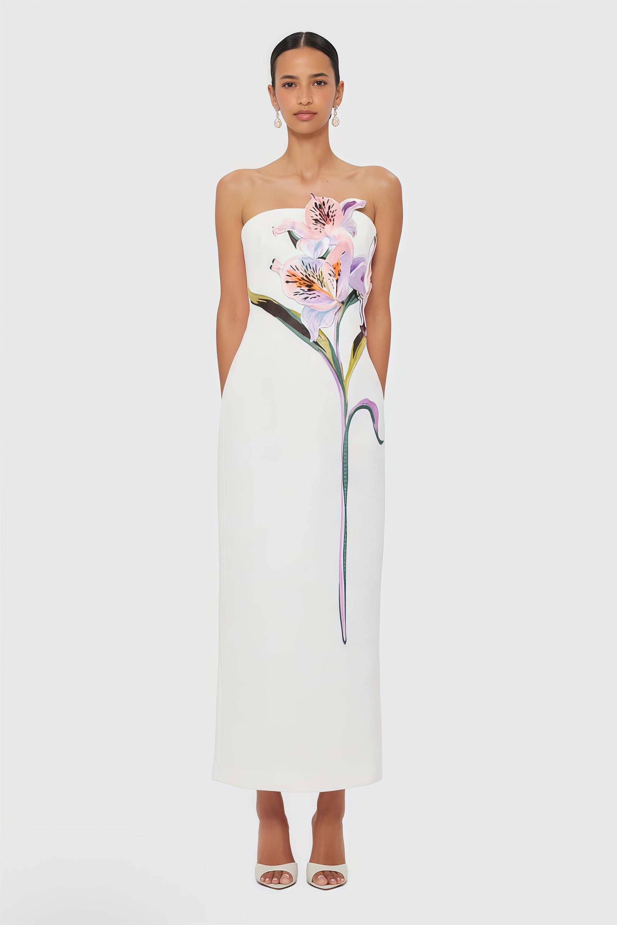 Floral-Appliqué Cocktail Dress