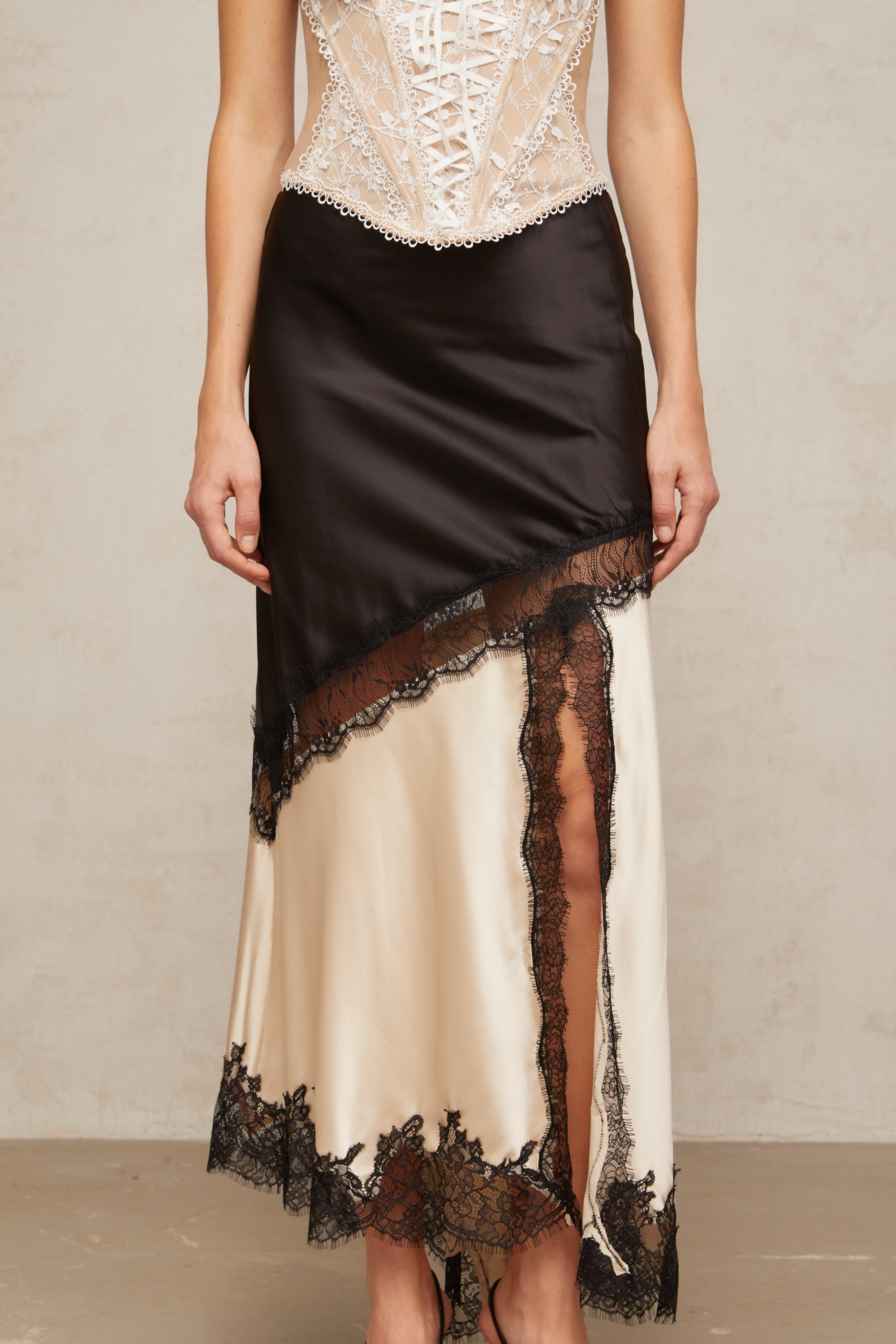 Asymmetrical Satin Midi Skirt