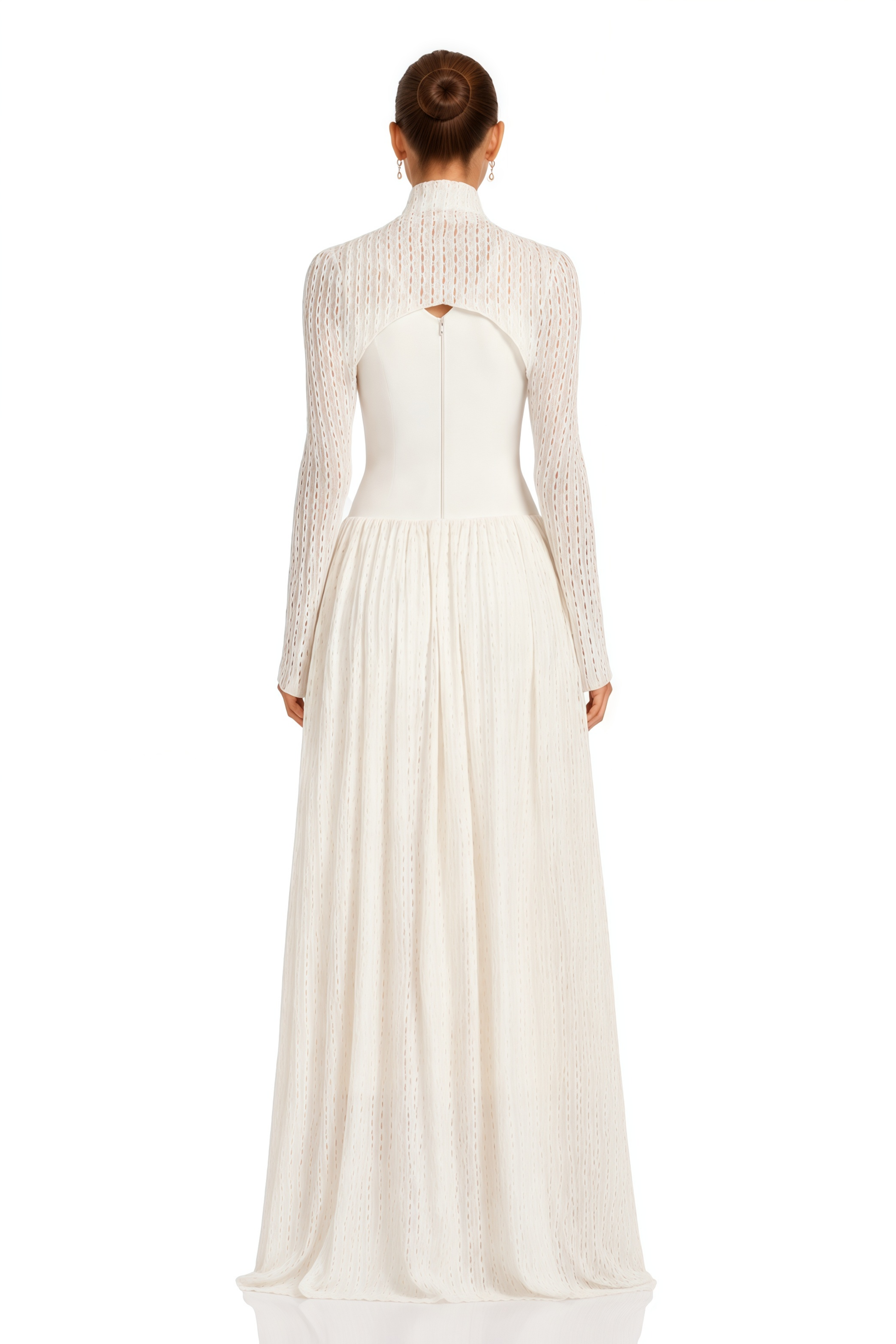 Amaris Neutral Ribbed Knit Long Sleeves Maxi Dress