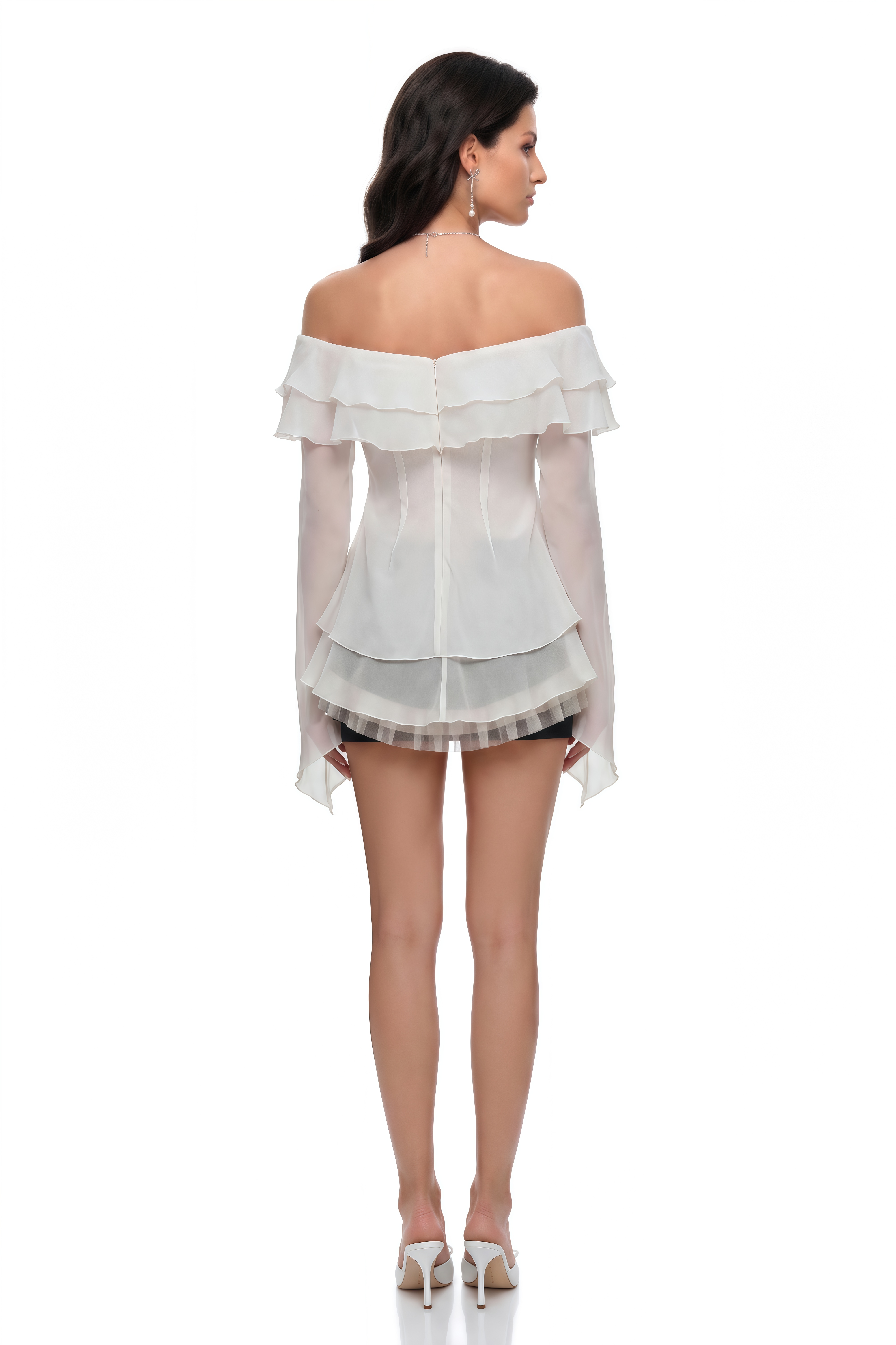 Ariane Color Block Layered Ruffled Blouse & Skirt Set (Final Sale)