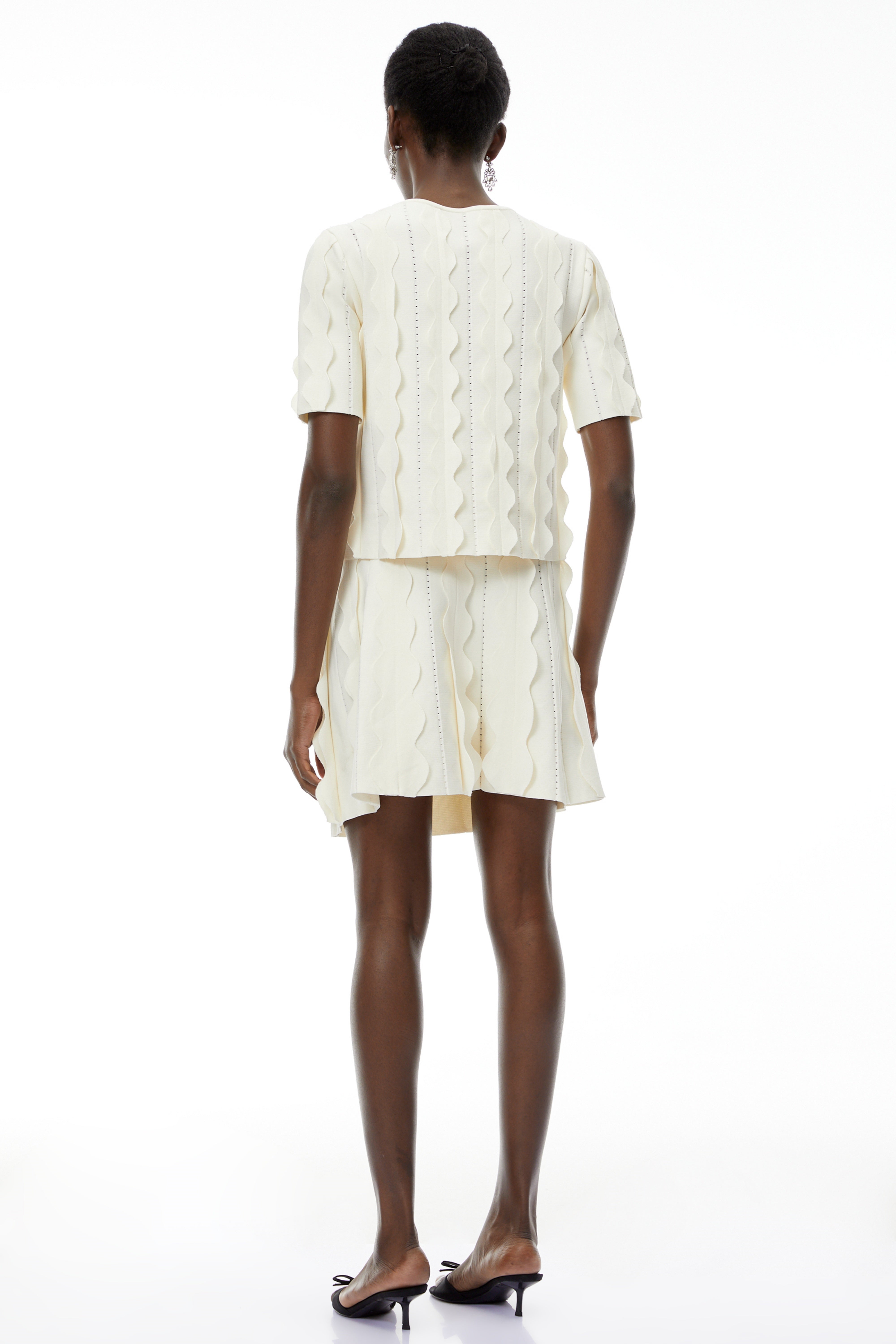 Ásdís White Beaded Blouse & Skirt Set