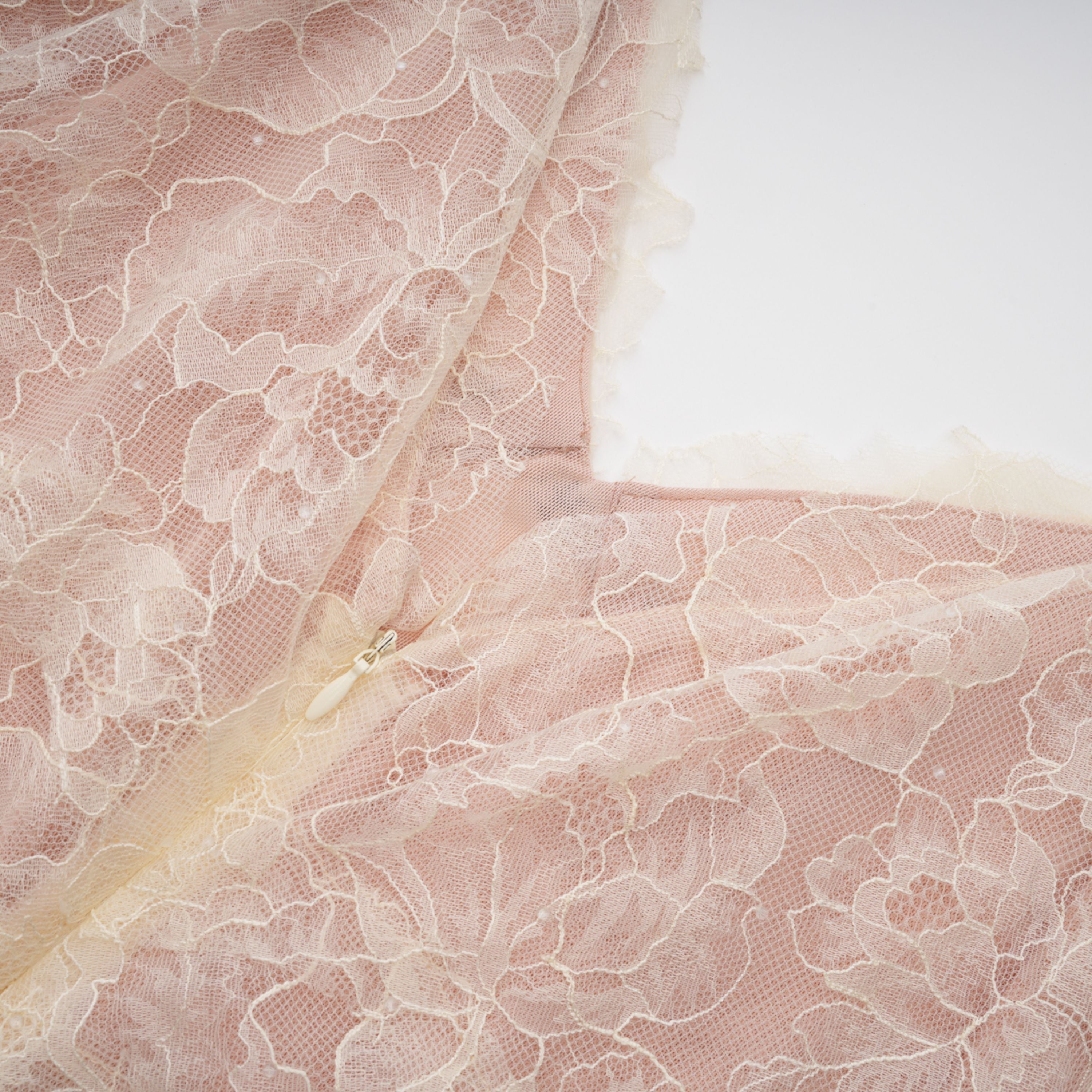 Atousa Cream Layered Floral Lace Maxi Dress with Bow (Final Sale-US Only)