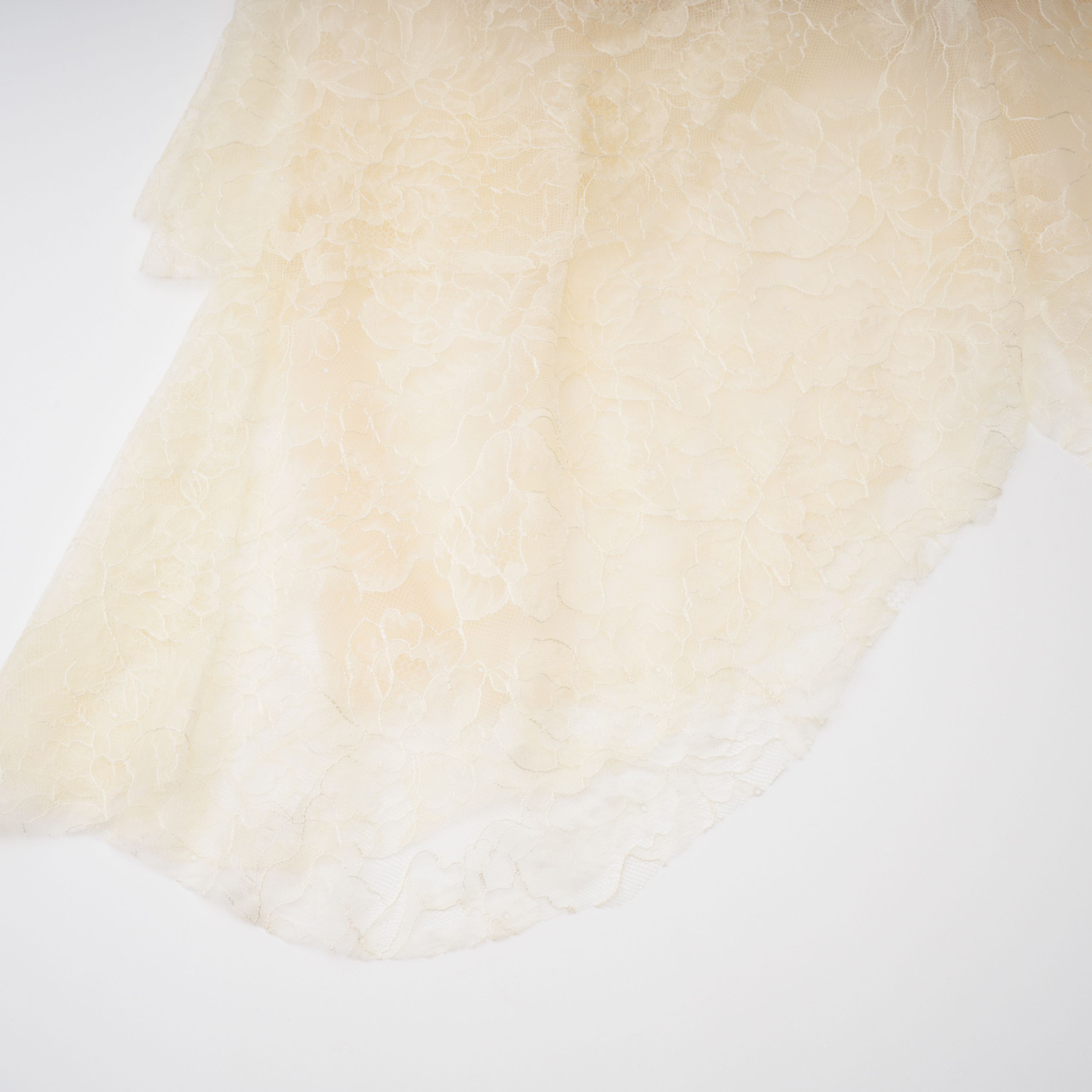 Atousa Cream Layered Floral Lace Maxi Dress with Bow (Final Sale-US Only)