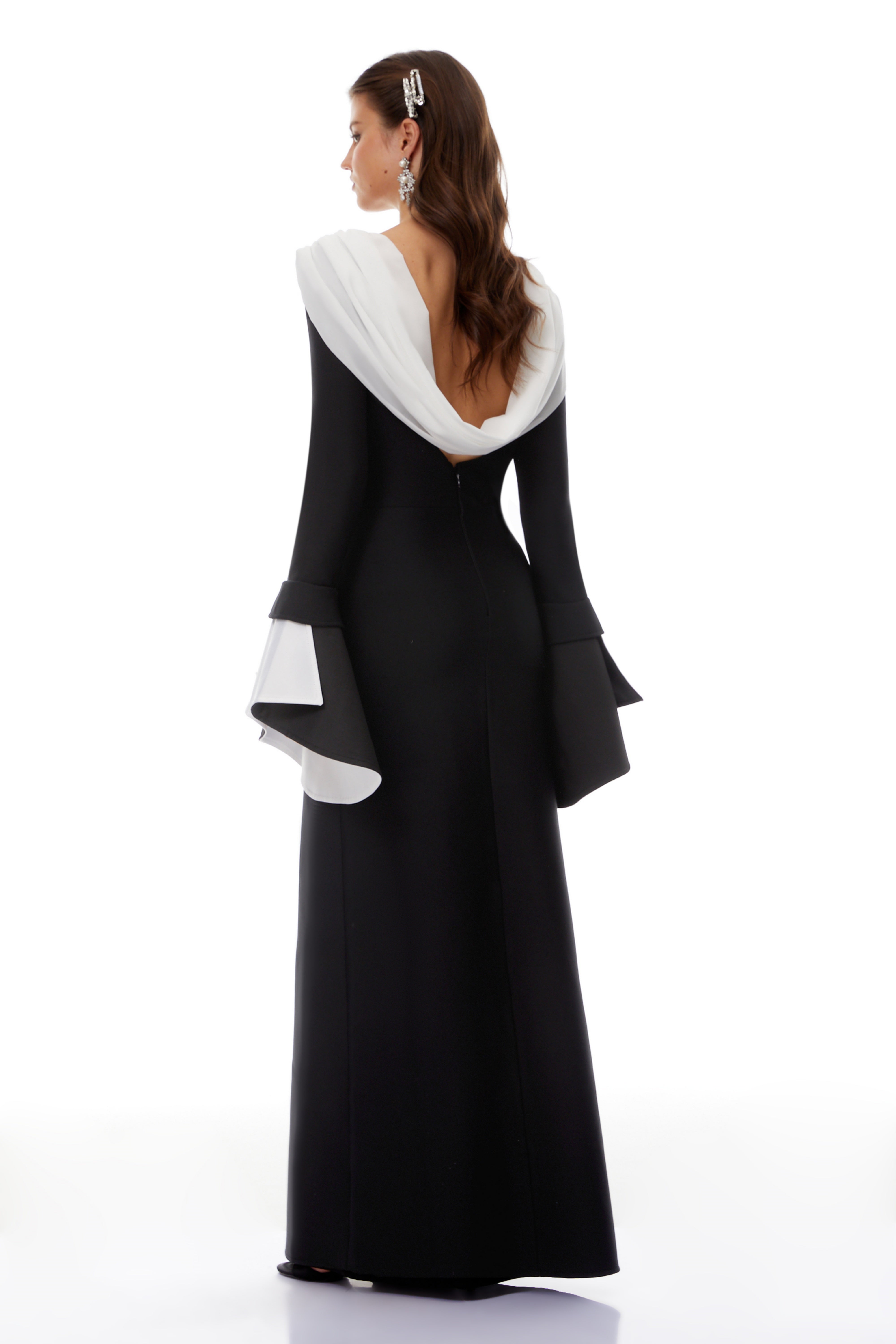 Bente Black Color Block Draped Maxi Dress (Final Sale-US Only)