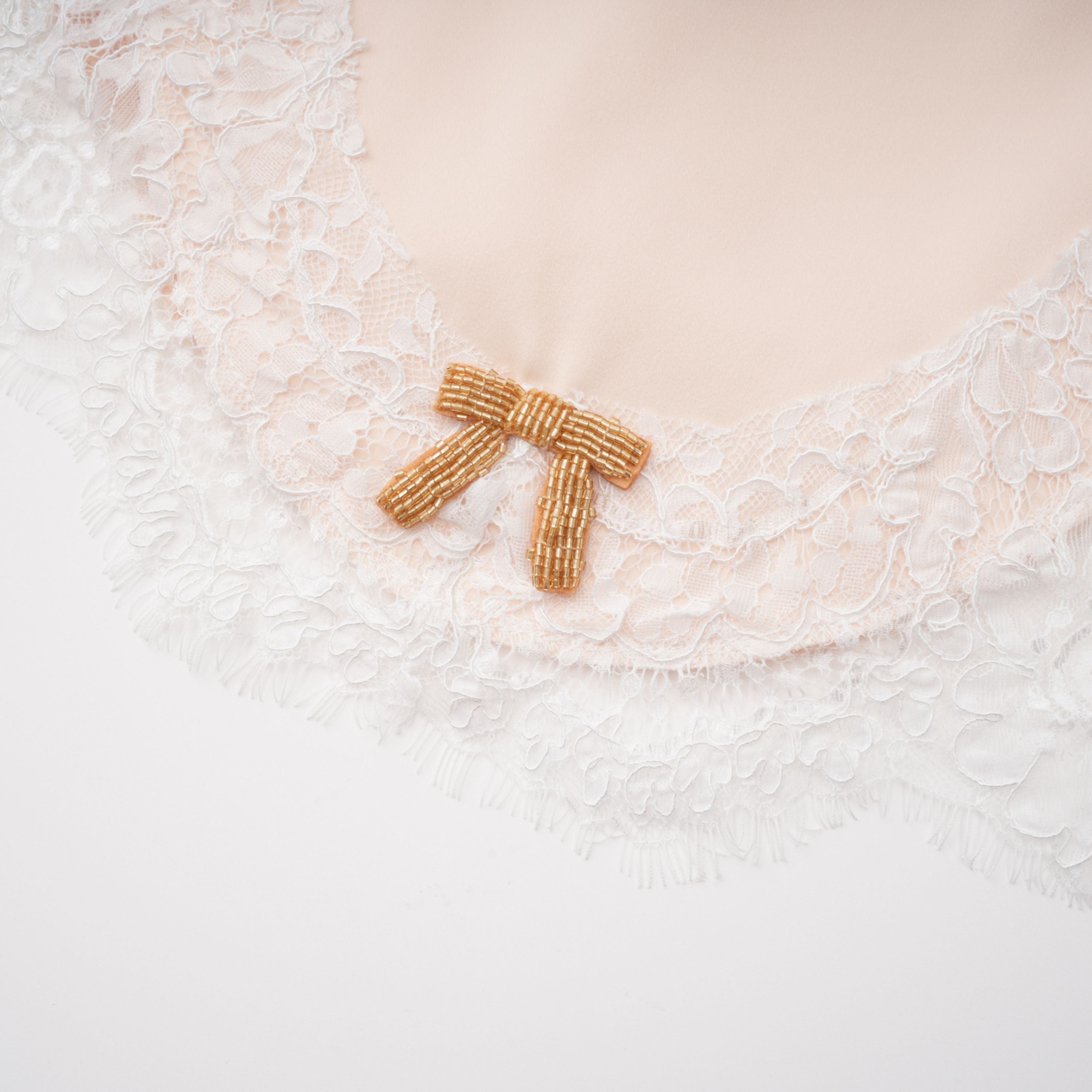 Blanca Champagne Lace Panel Top & Skirt Set (Final Sale)