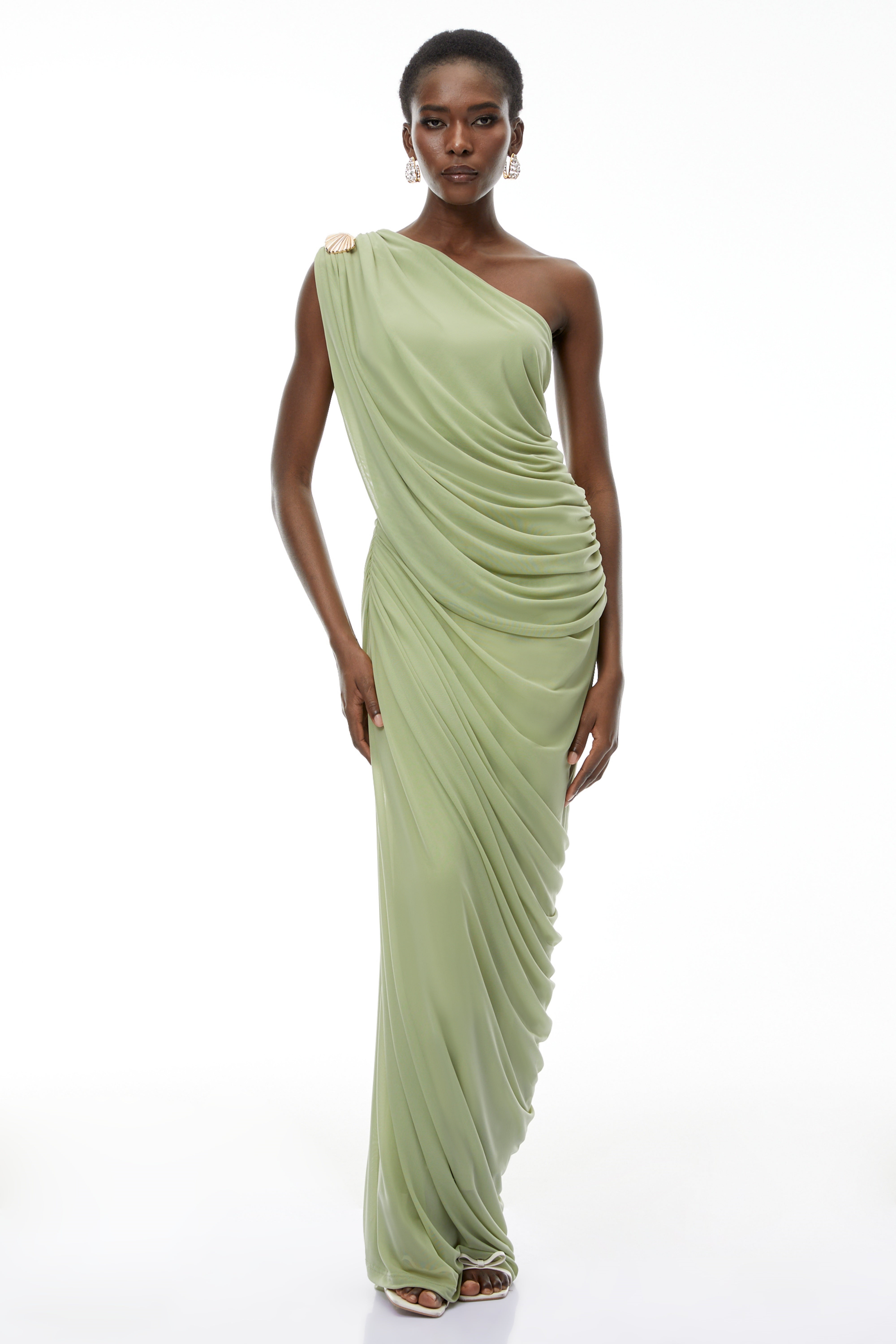 Branwen Green One Shoulder Top & Skirt Set (Final Sale-US Only)