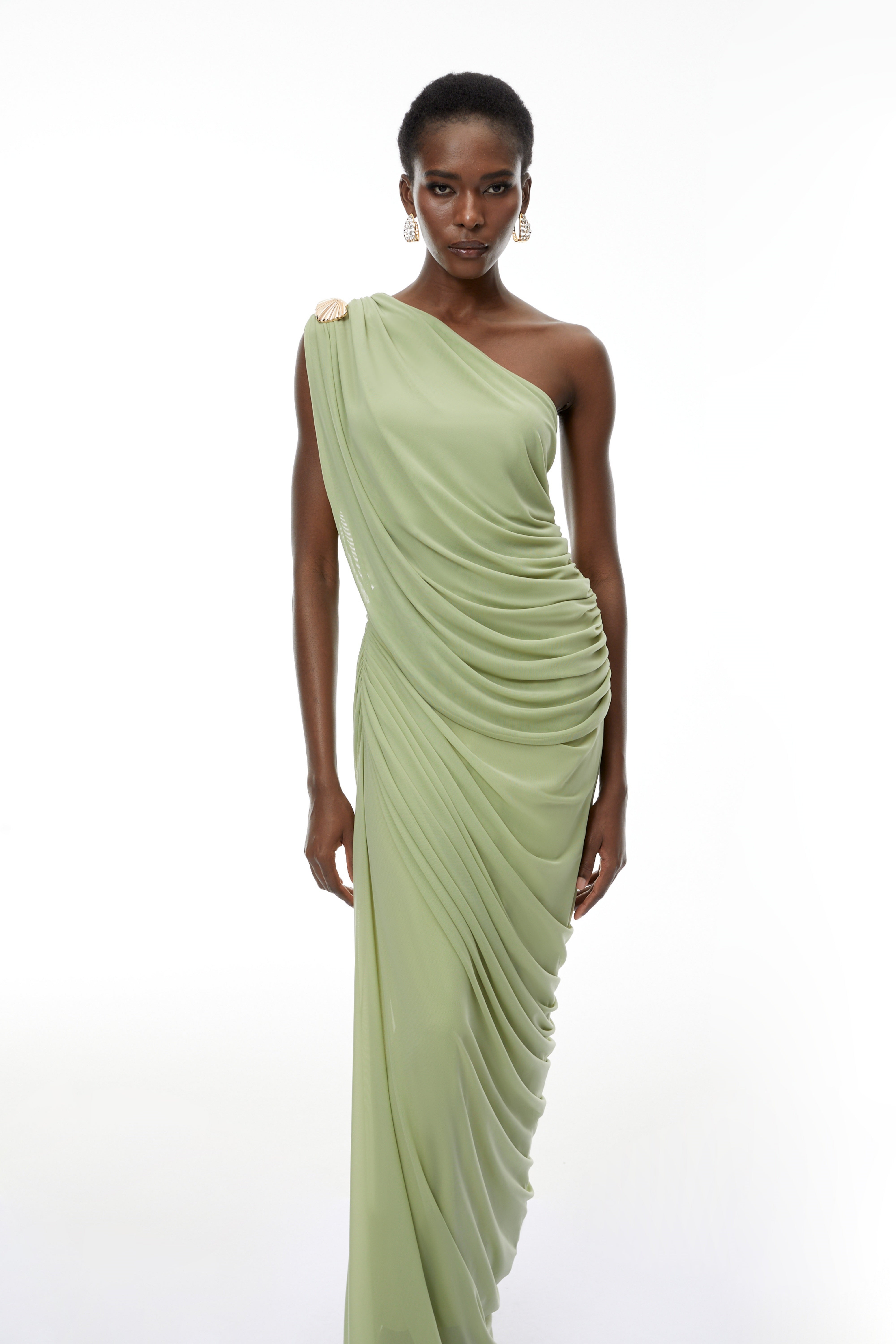 Branwen Green One Shoulder Top & Skirt Set (Final Sale-US Only)