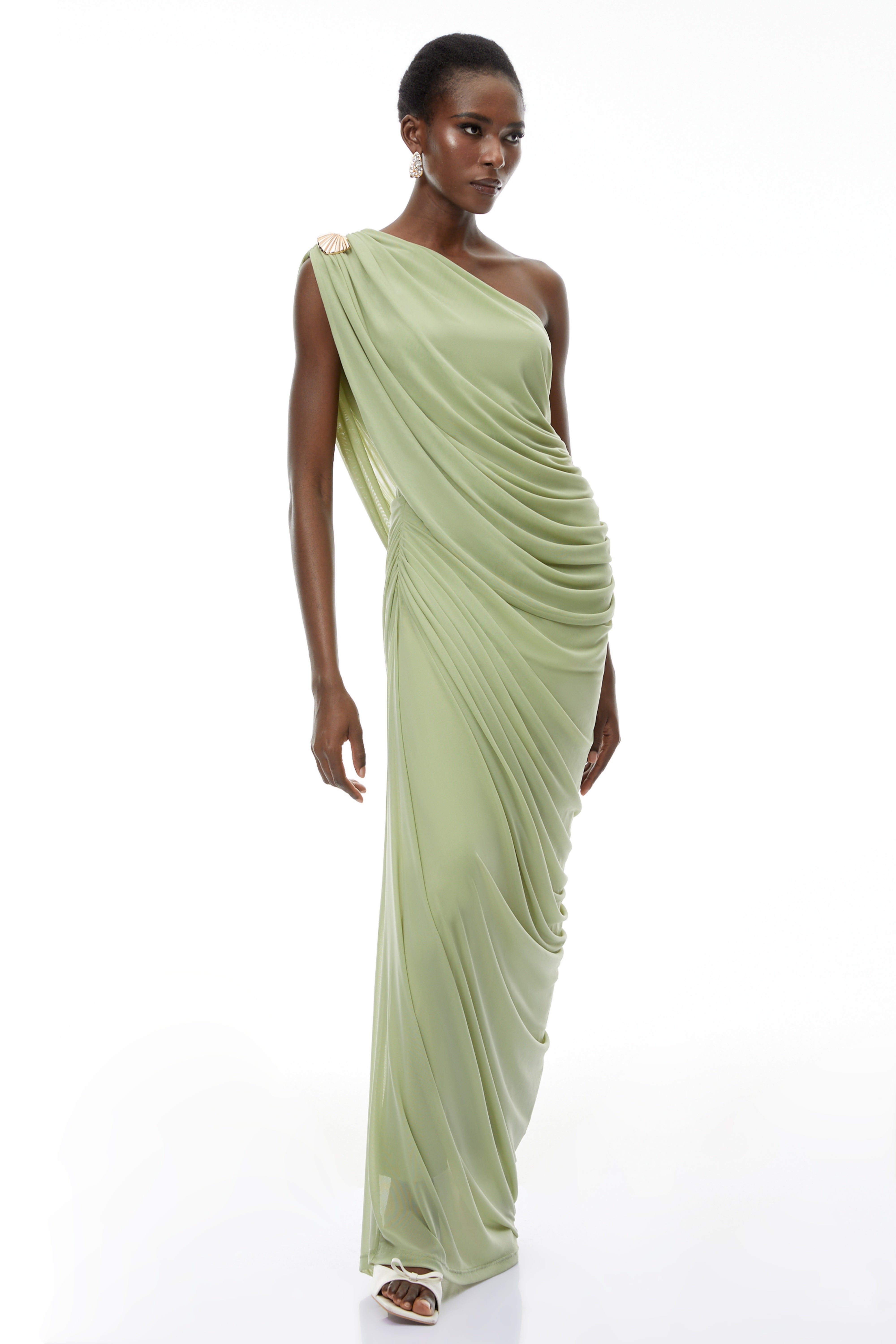 Branwen Green One Shoulder Top & Skirt Set (Final Sale-US Only)