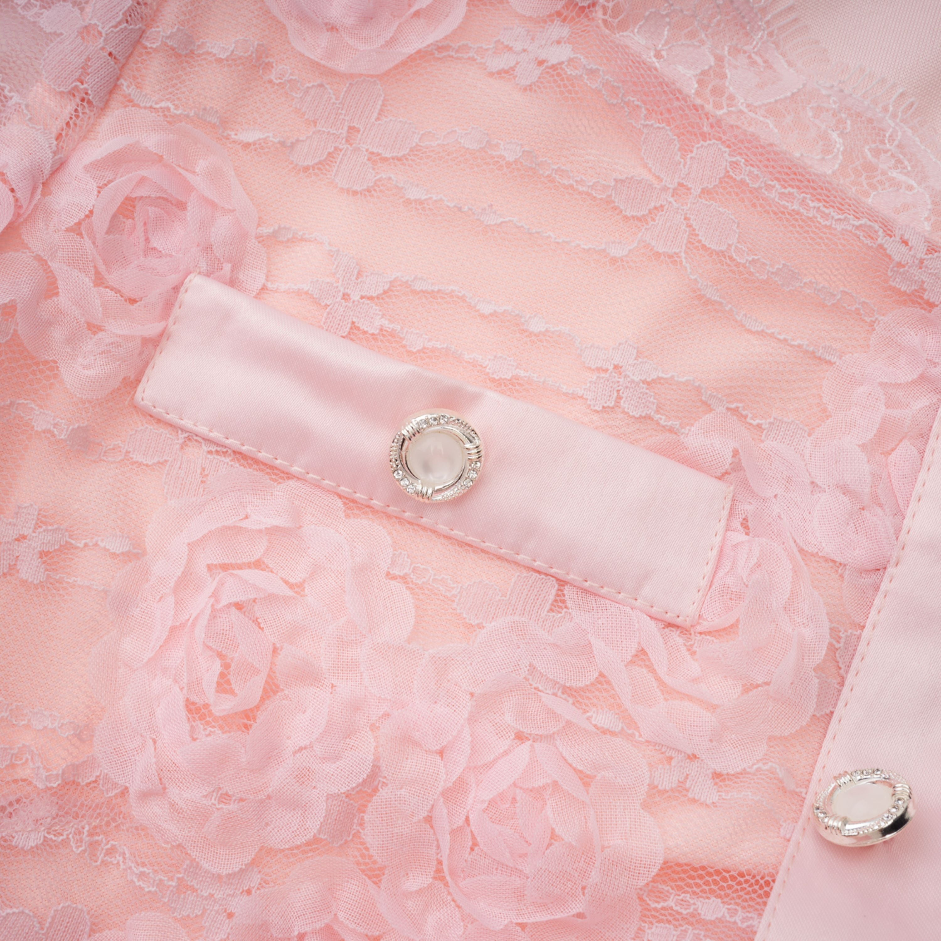 Branwen Pink 3D-Floral Embroidered Lace Maxi Dress (Final Sale-US Only)