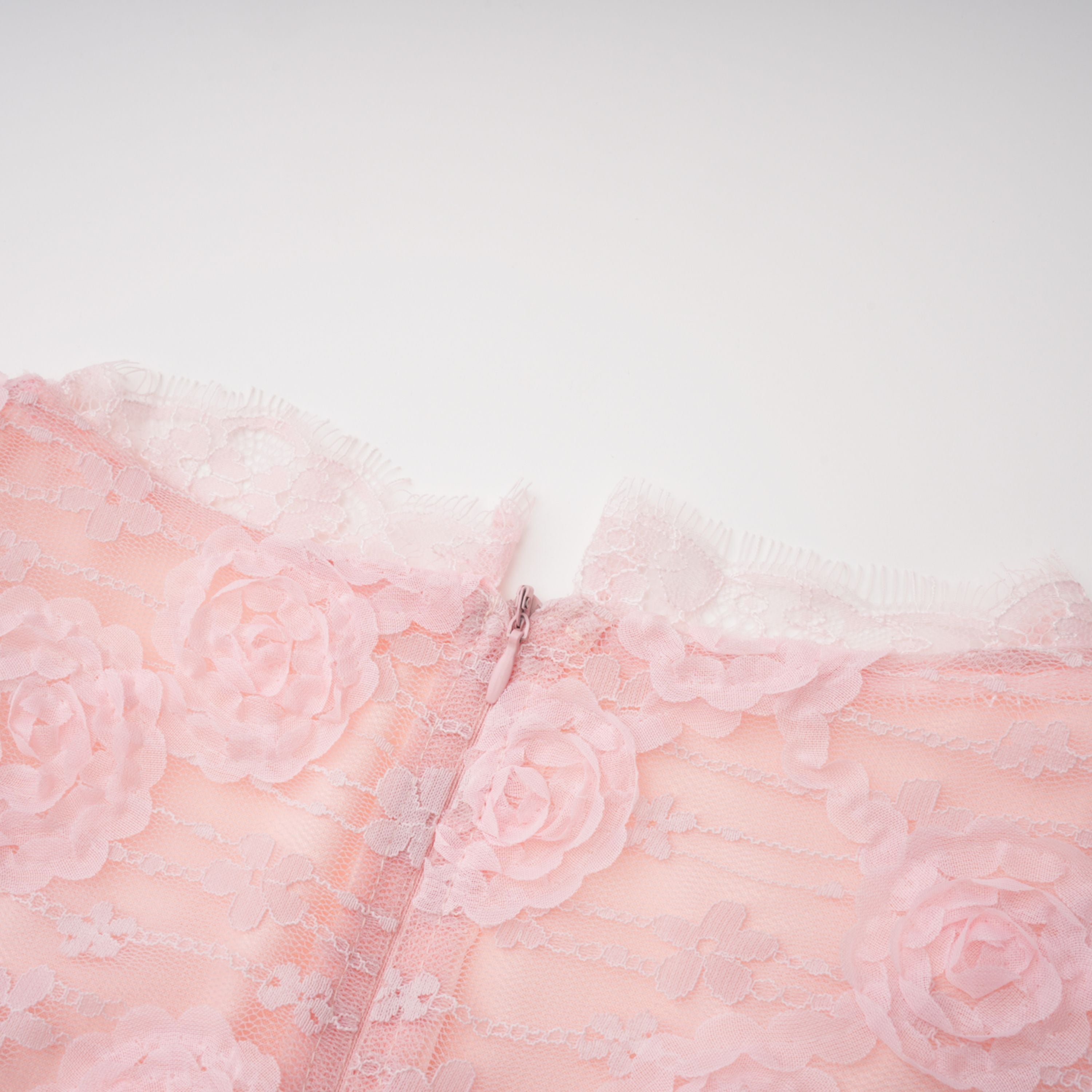 Branwen Pink 3D-Floral Embroidered Lace Maxi Dress (Final Sale-US Only)