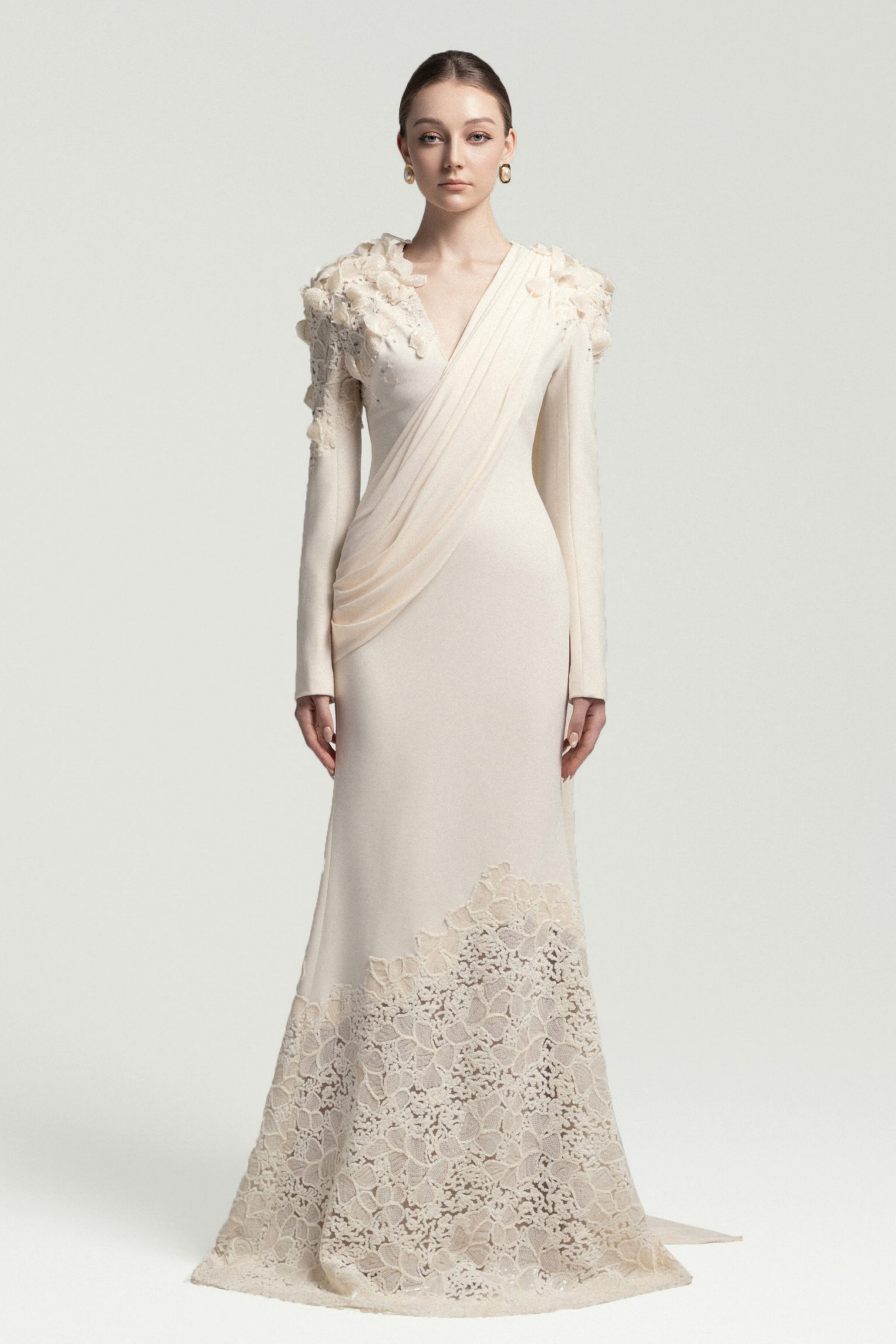 Floral Lace Ribbon Maxi Dress