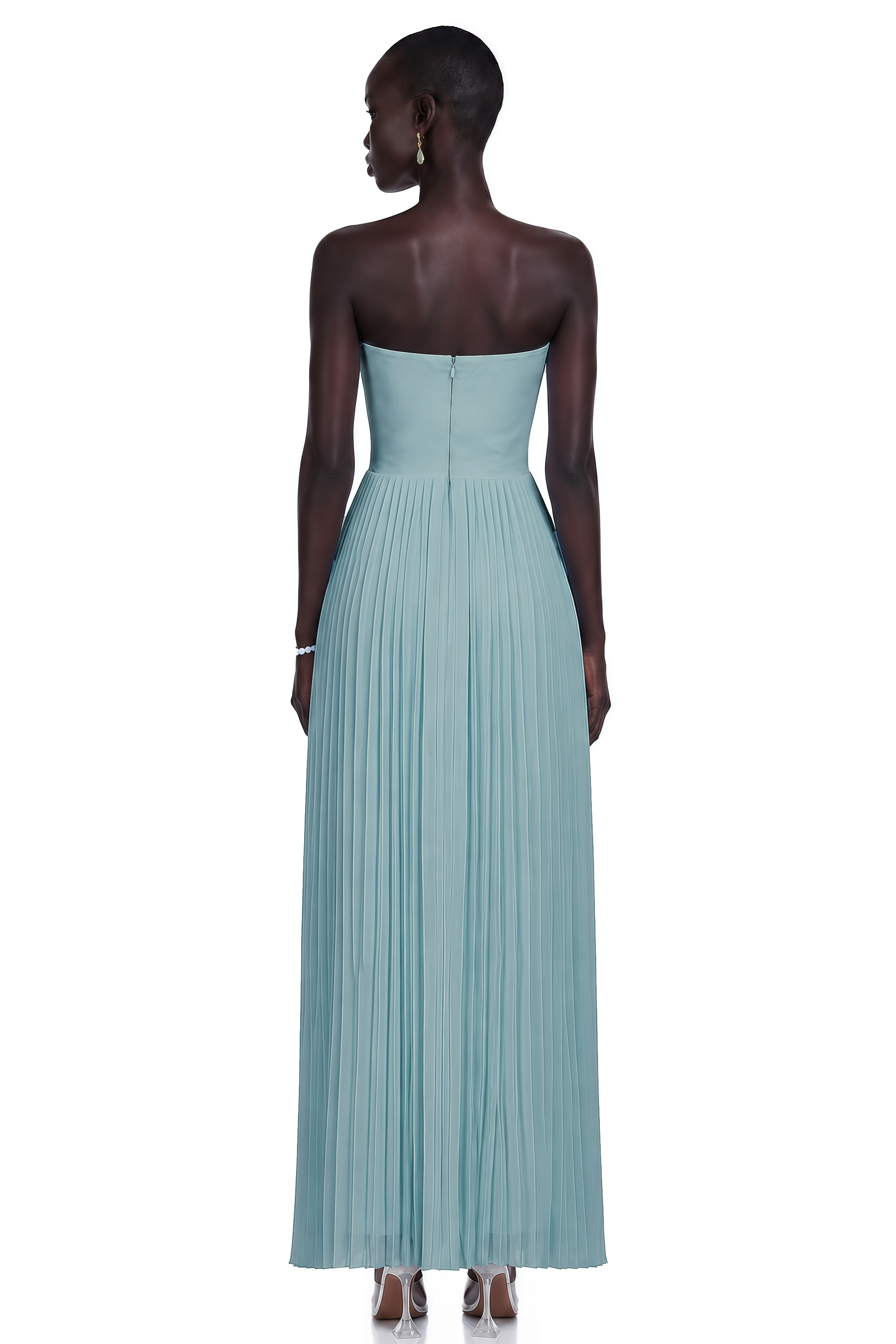 Carlotta Blue Pleated Corset Maxi Dress