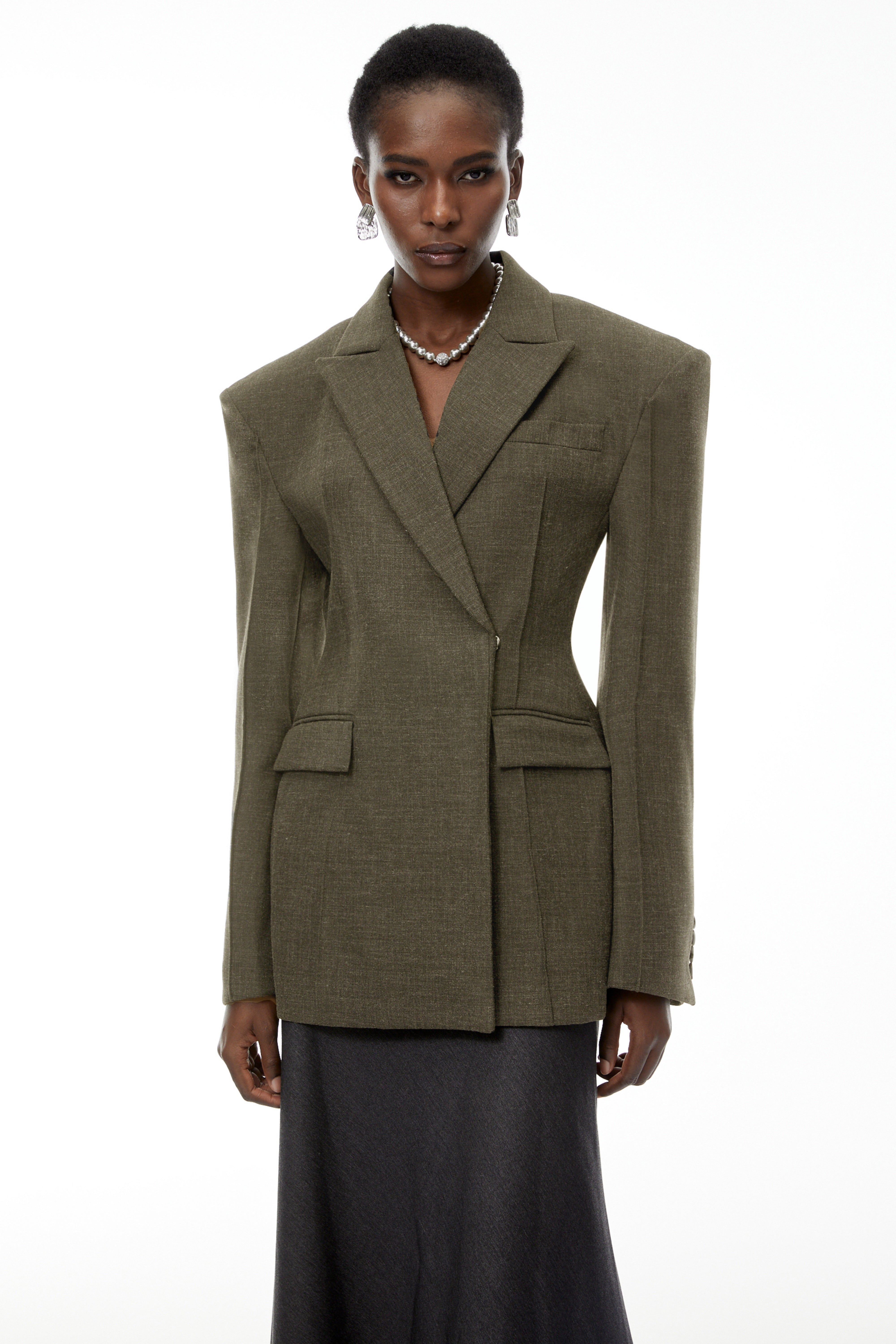Caspian Green Asymmetrical Oversize Blazer (Final Sale)