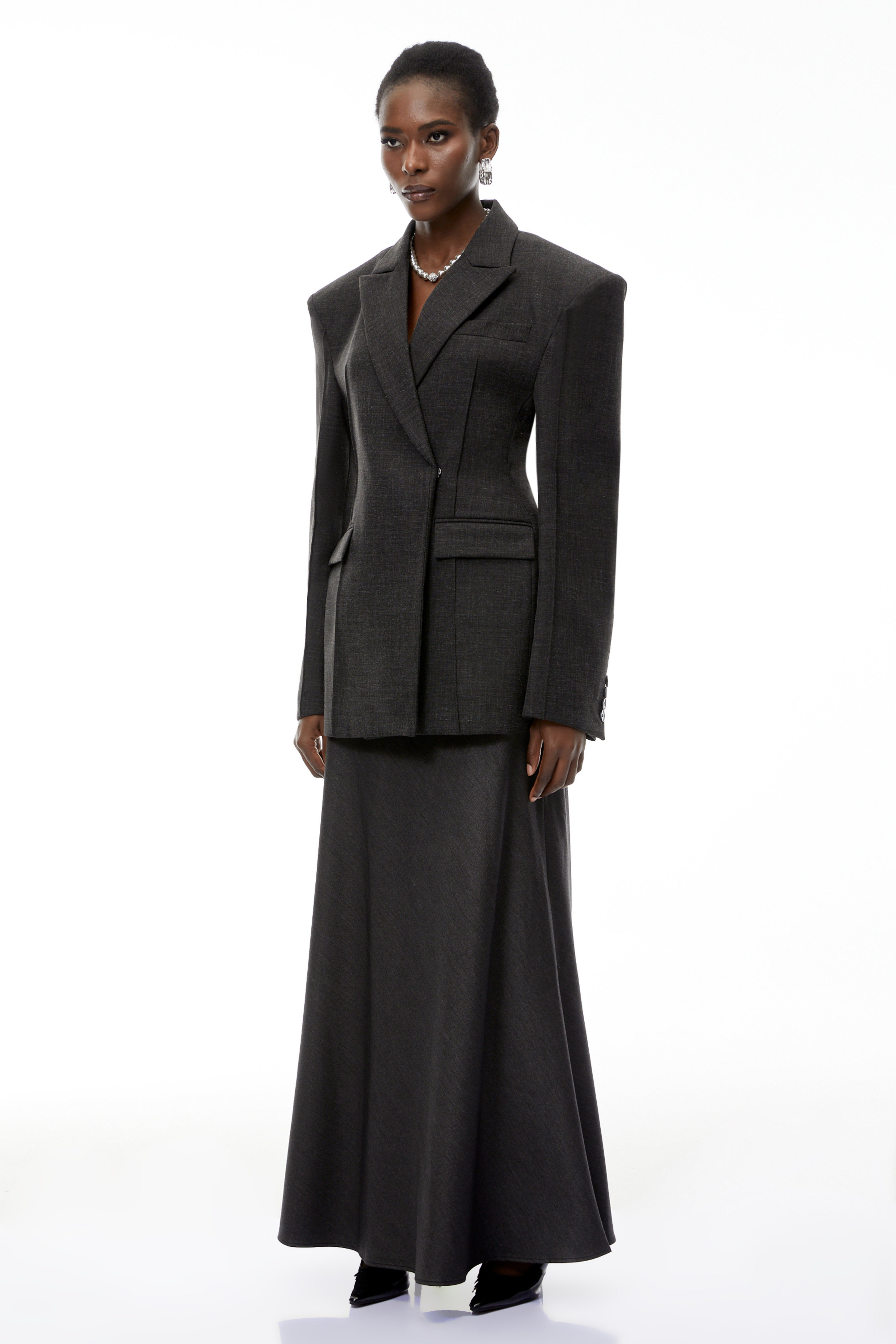 Caspian Grey Asymmetrical Oversize Blazer (Final Sale)