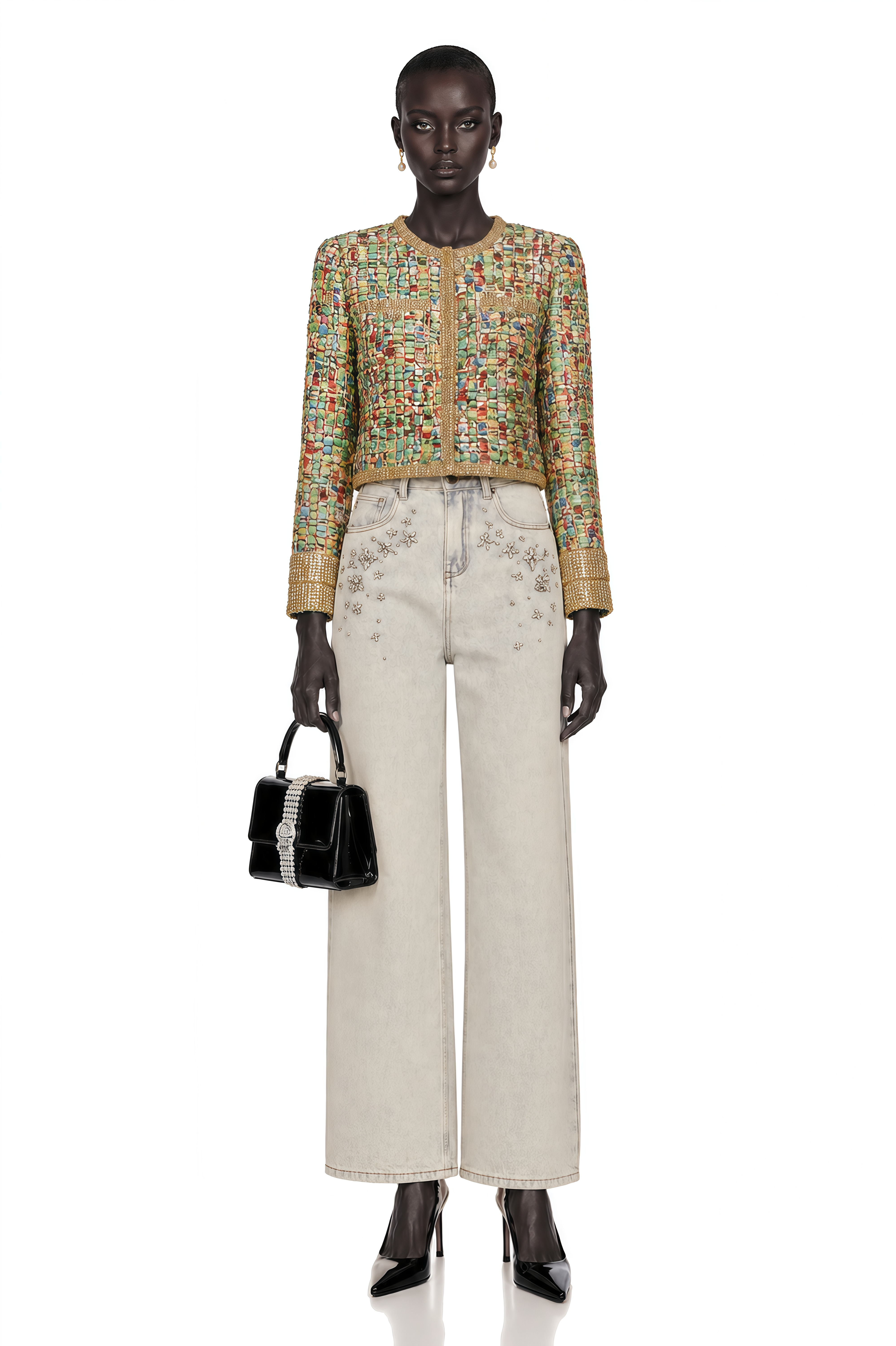Octavie Gold-Tone Sequined Tweed Jacket