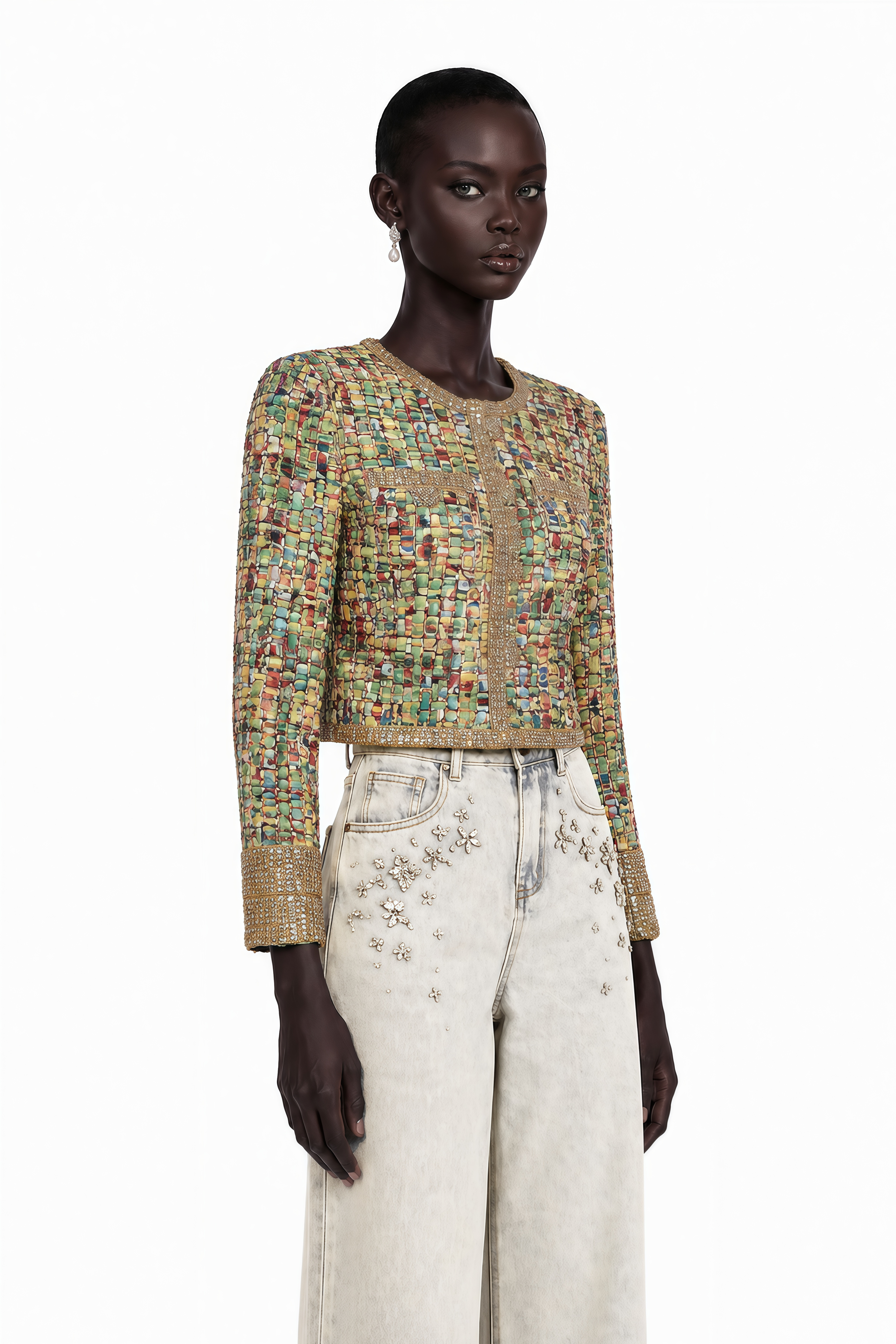 Octavie Gold-Tone Sequined Tweed Jacket