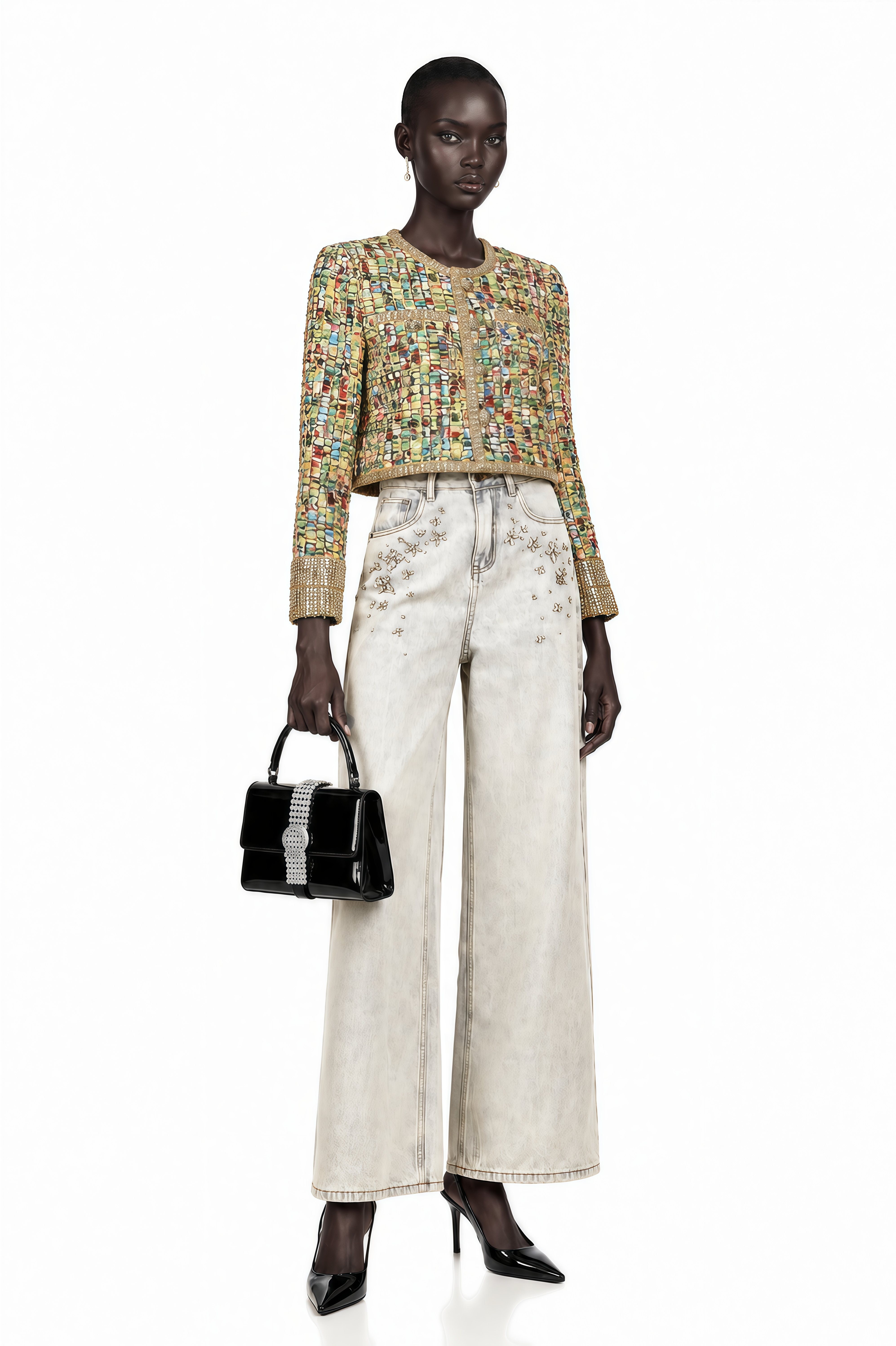 Octavie Gold-Tone Sequined Tweed Jacket