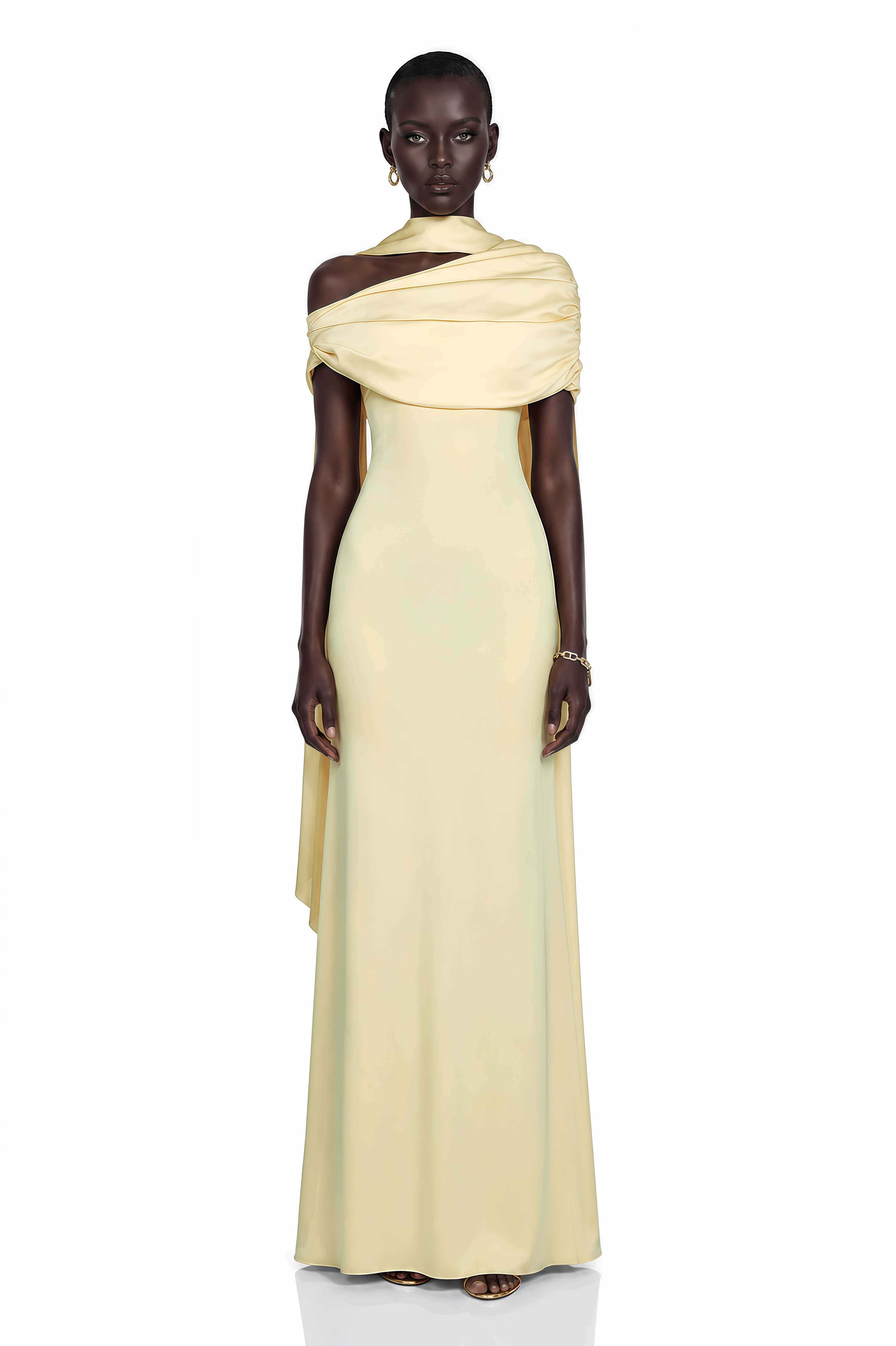 Benedetta Yellow One Shoulder Satin Maxi Dress