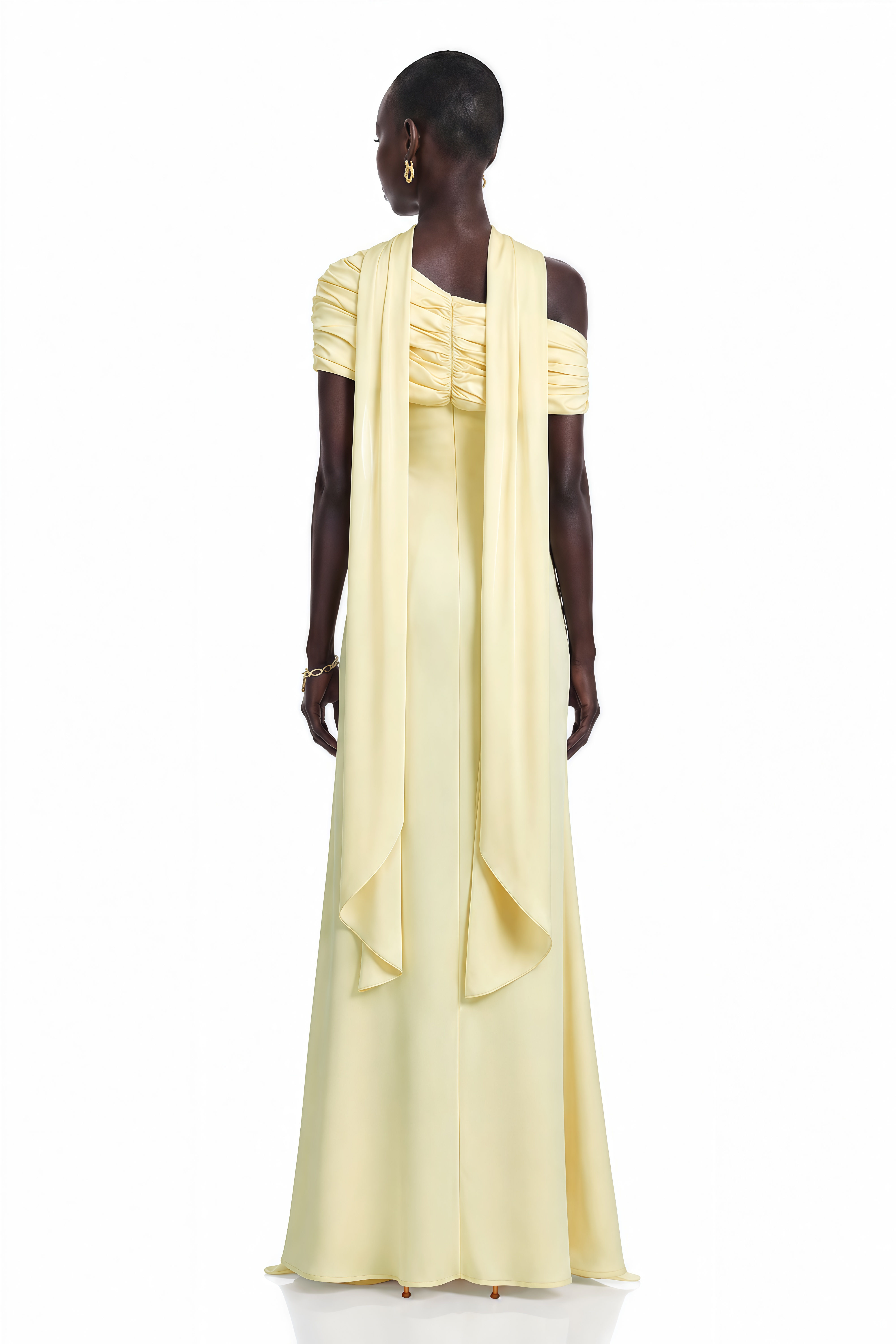Benedetta Yellow One Shoulder Satin Maxi Dress