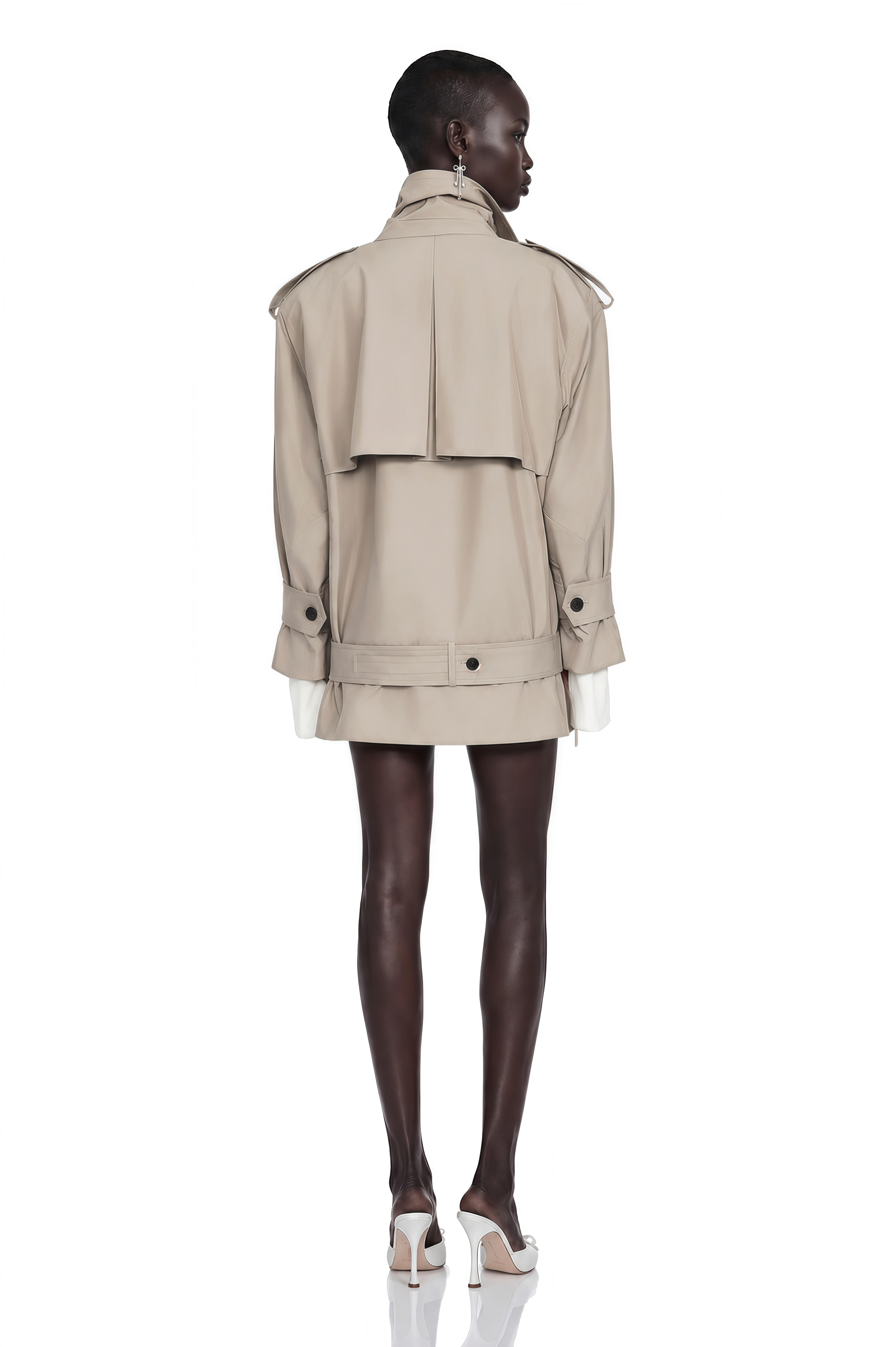 Mavis Grey Double-Breasted Belted Trench Coat