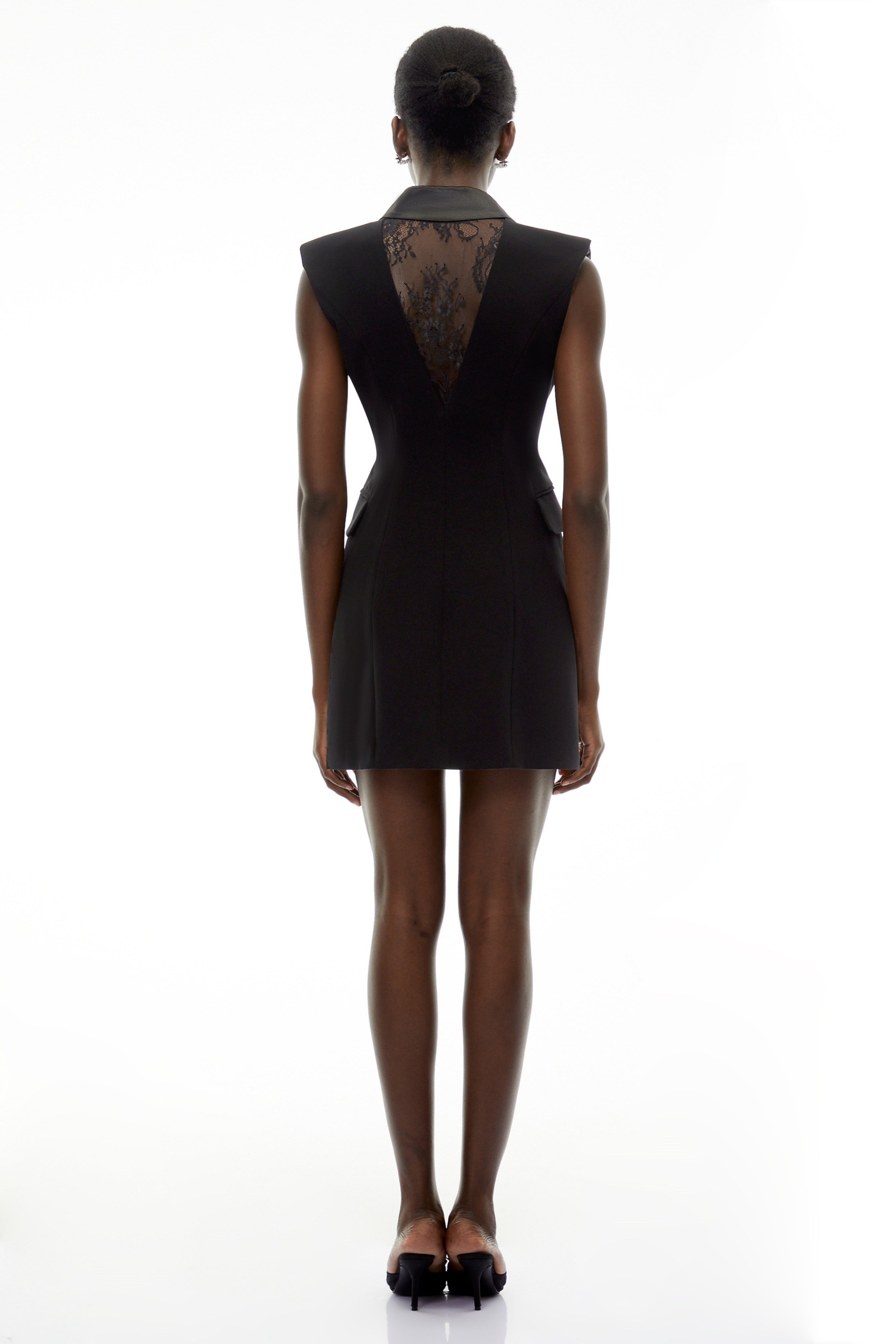 Chiara Black Sequin Blazer Dress with Lapel Collar (Final Sale)