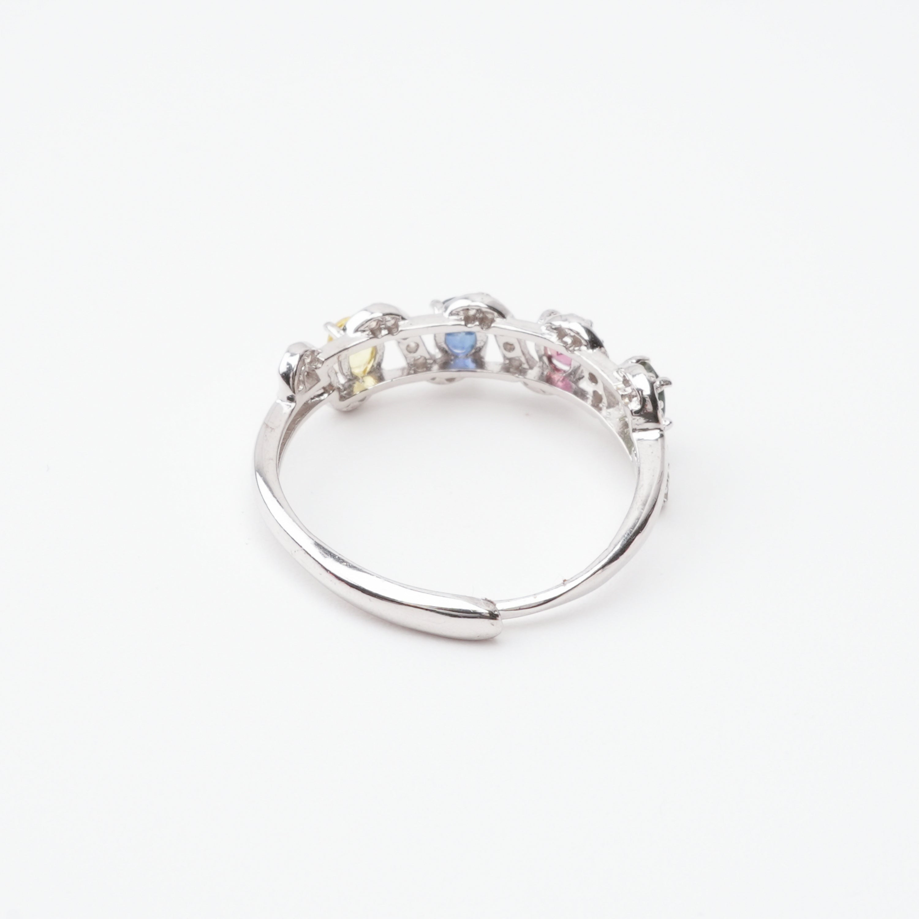 Colette Multicolor Oval Cut Wavy Ribbon Sterling Silver Ring