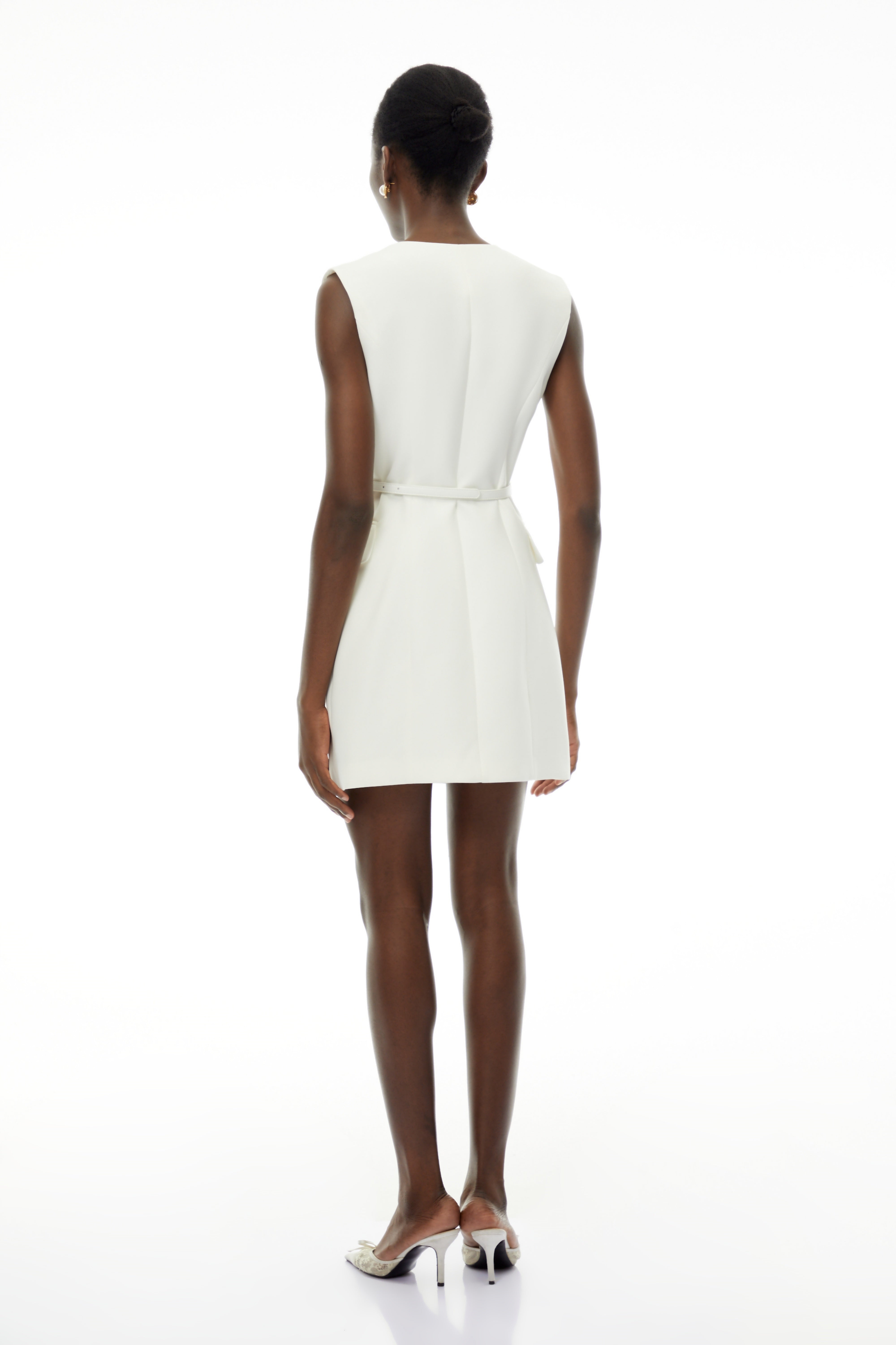 Cordelia White Sleeveless Mini Dress with 3D Florals (Final Sale)