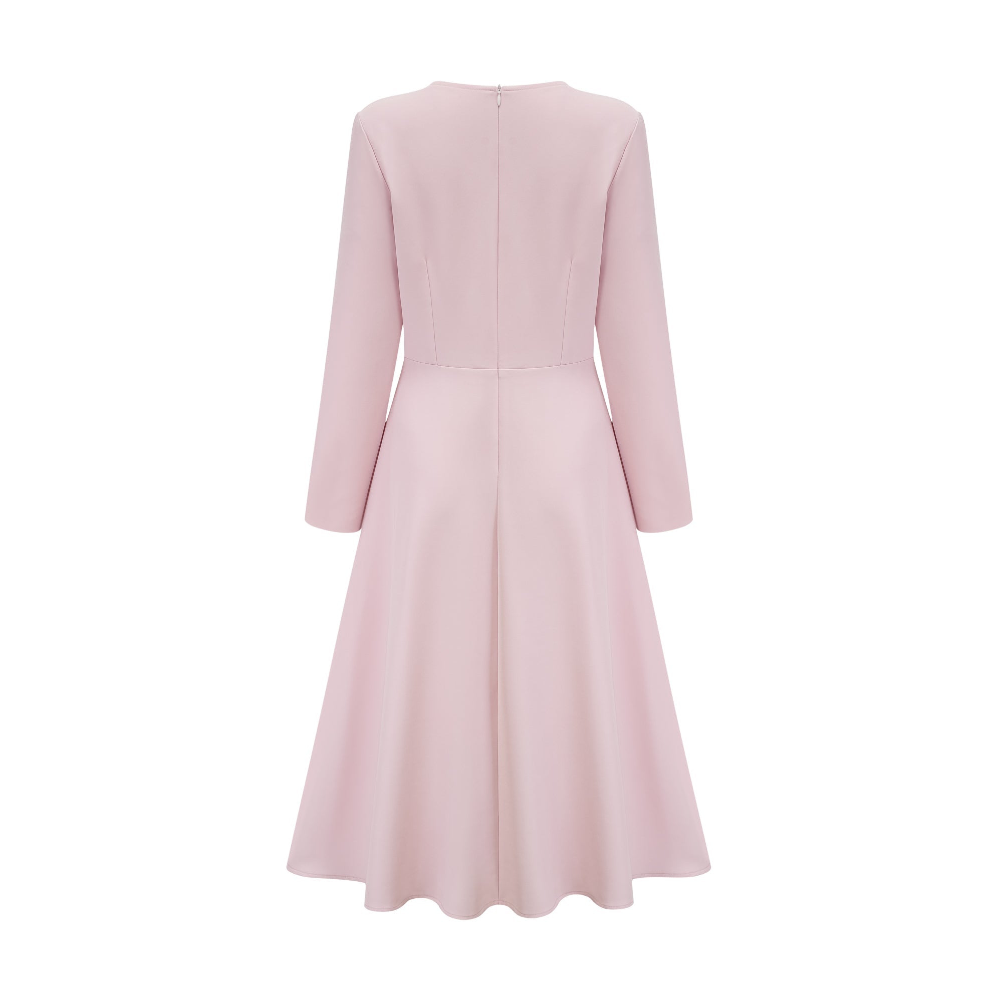 Elise pink bow-detail split-neck midi dress (Final Sale)