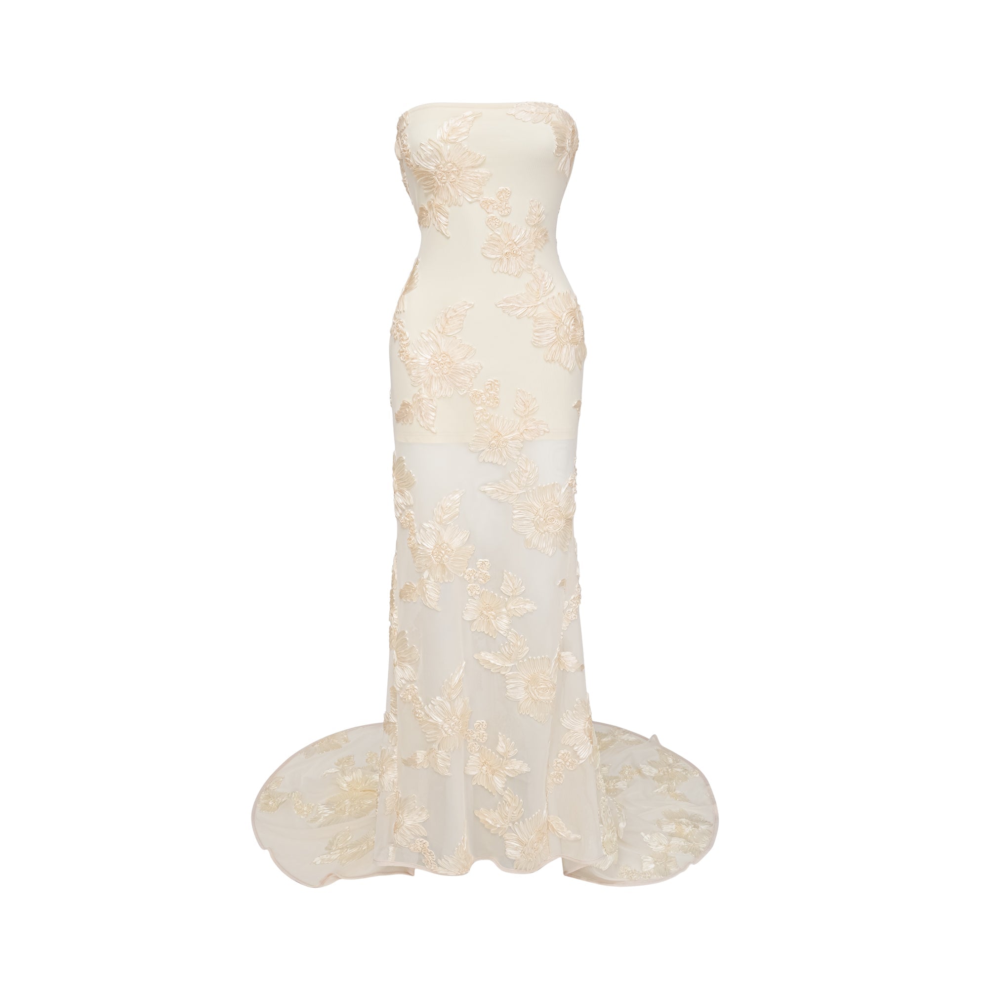 Melanie neutrals embroidered off-shoulder maxi dress (Final Sale)