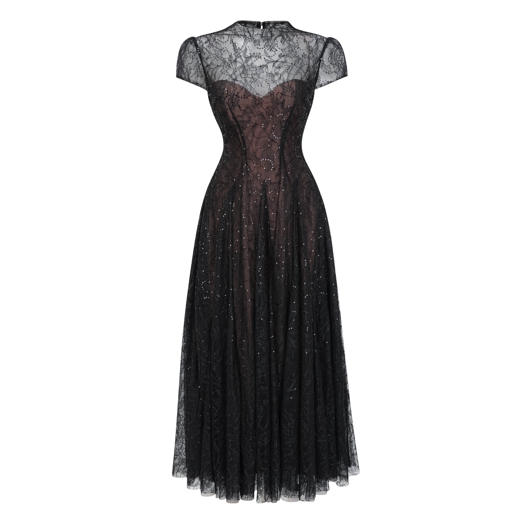 Velia Black Lace Glitter Tulle Maxi Gown (Final Sale-US Only)