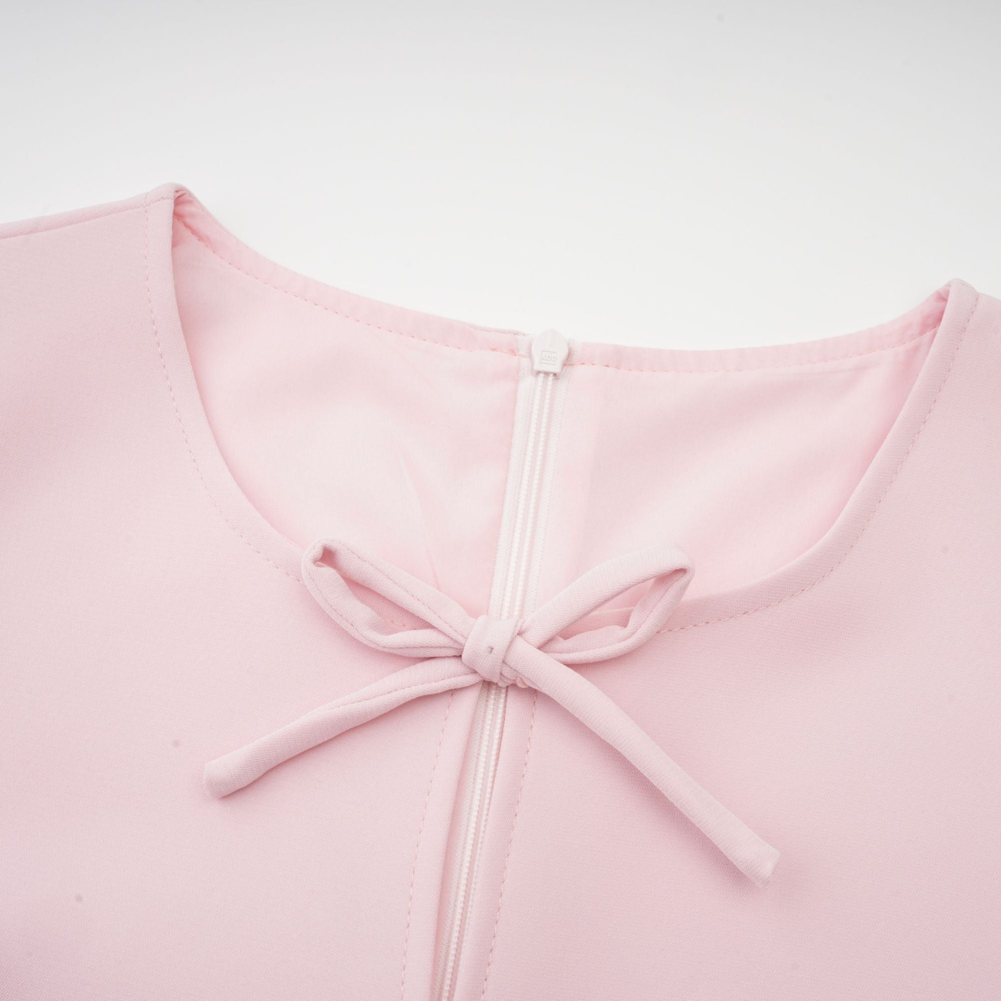 Elise pink bow-detail split-neck midi dress (Final Sale)