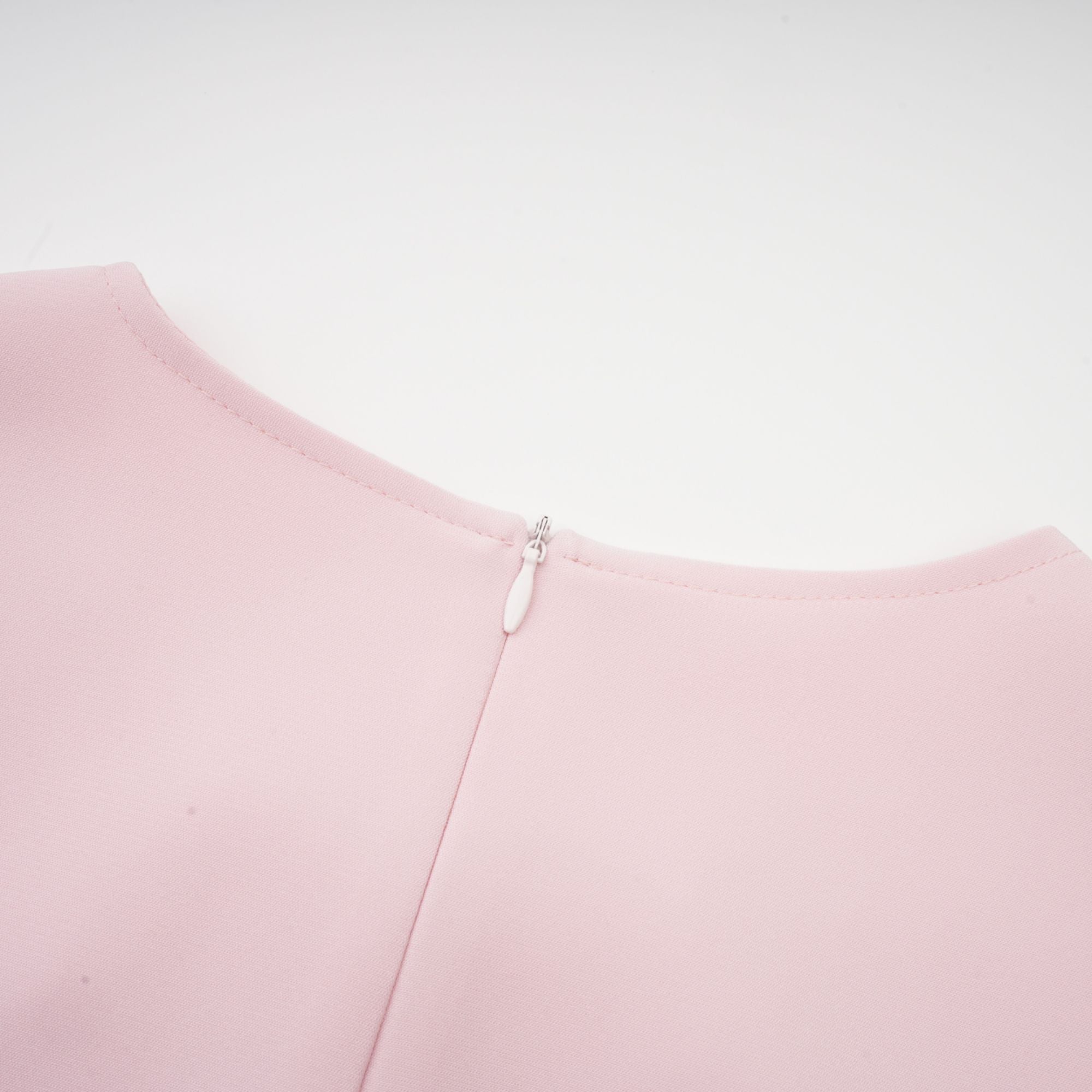 Elise pink bow-detail split-neck midi dress (Final Sale)