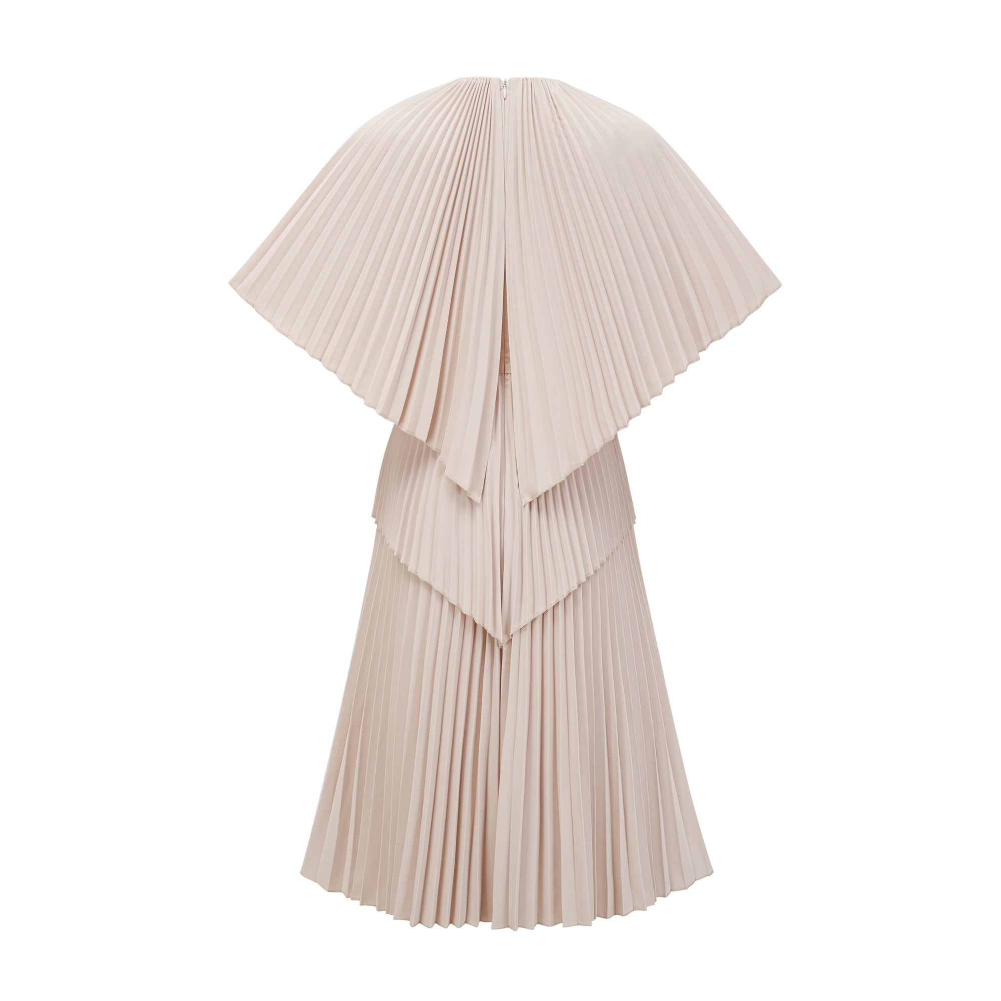 Héloïse neutrals cape pleated midi dress (Final Sale-US Only)